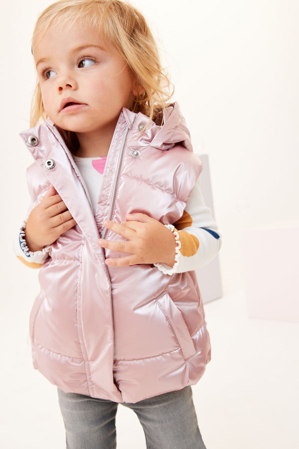 Pink Shower Resistant Metallic Gilet (12mths-10yrs)