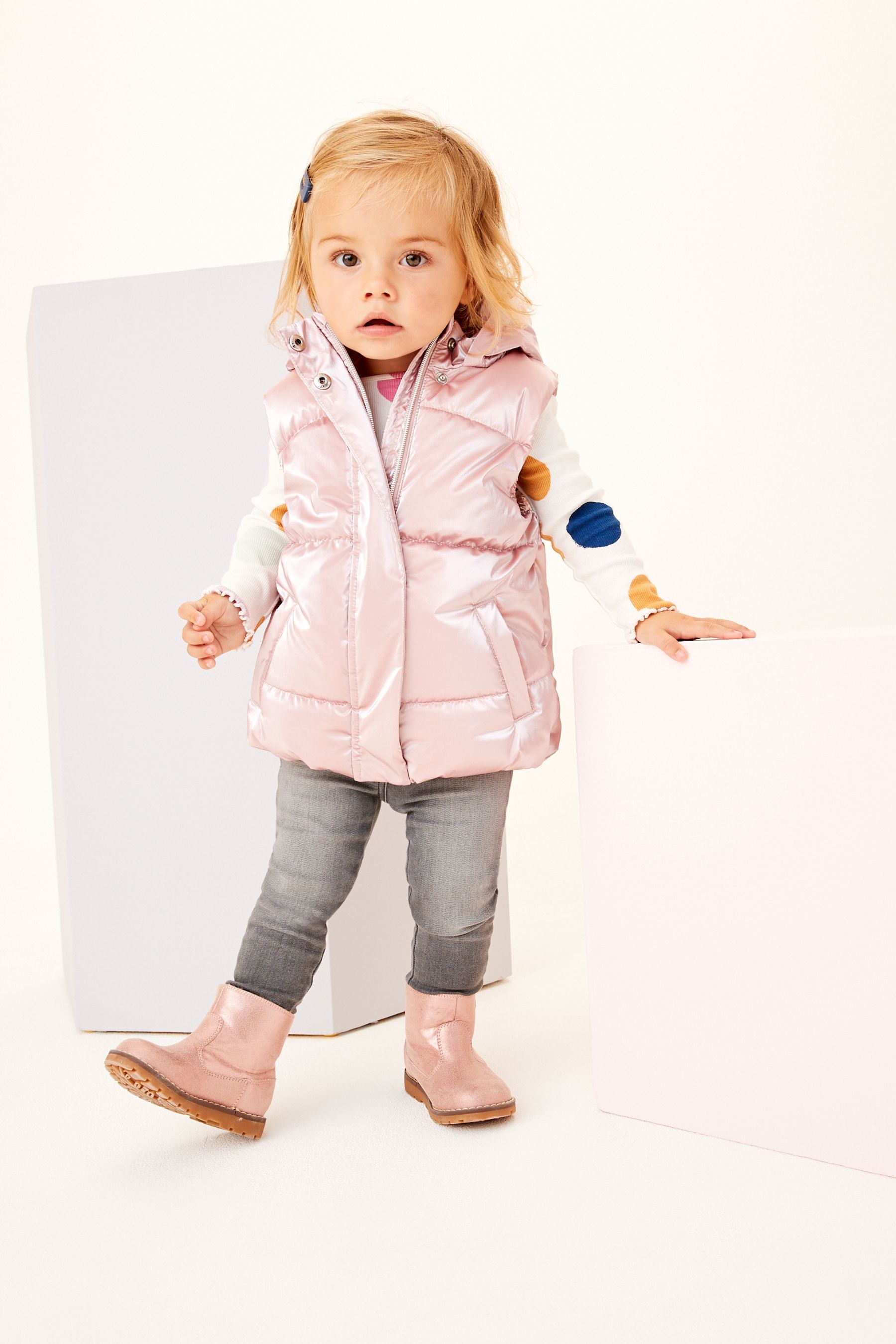 Pink Shower Resistant Metallic Gilet (12mths-10yrs)