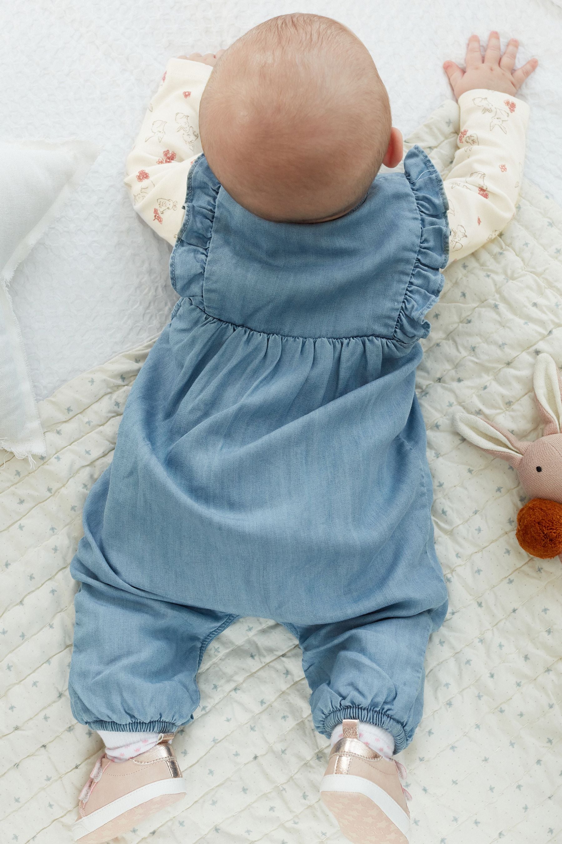 Blue Denim Bunny Appliqu Baby Dungarees With Matching Bodysuit (0mths-2yr