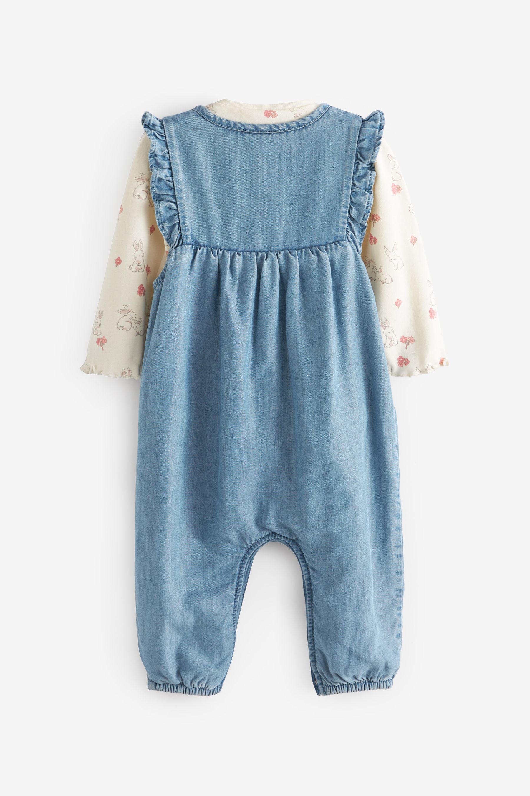 Blue Denim Bunny Appliqu Baby Dungarees With Matching Bodysuit (0mths-2yr