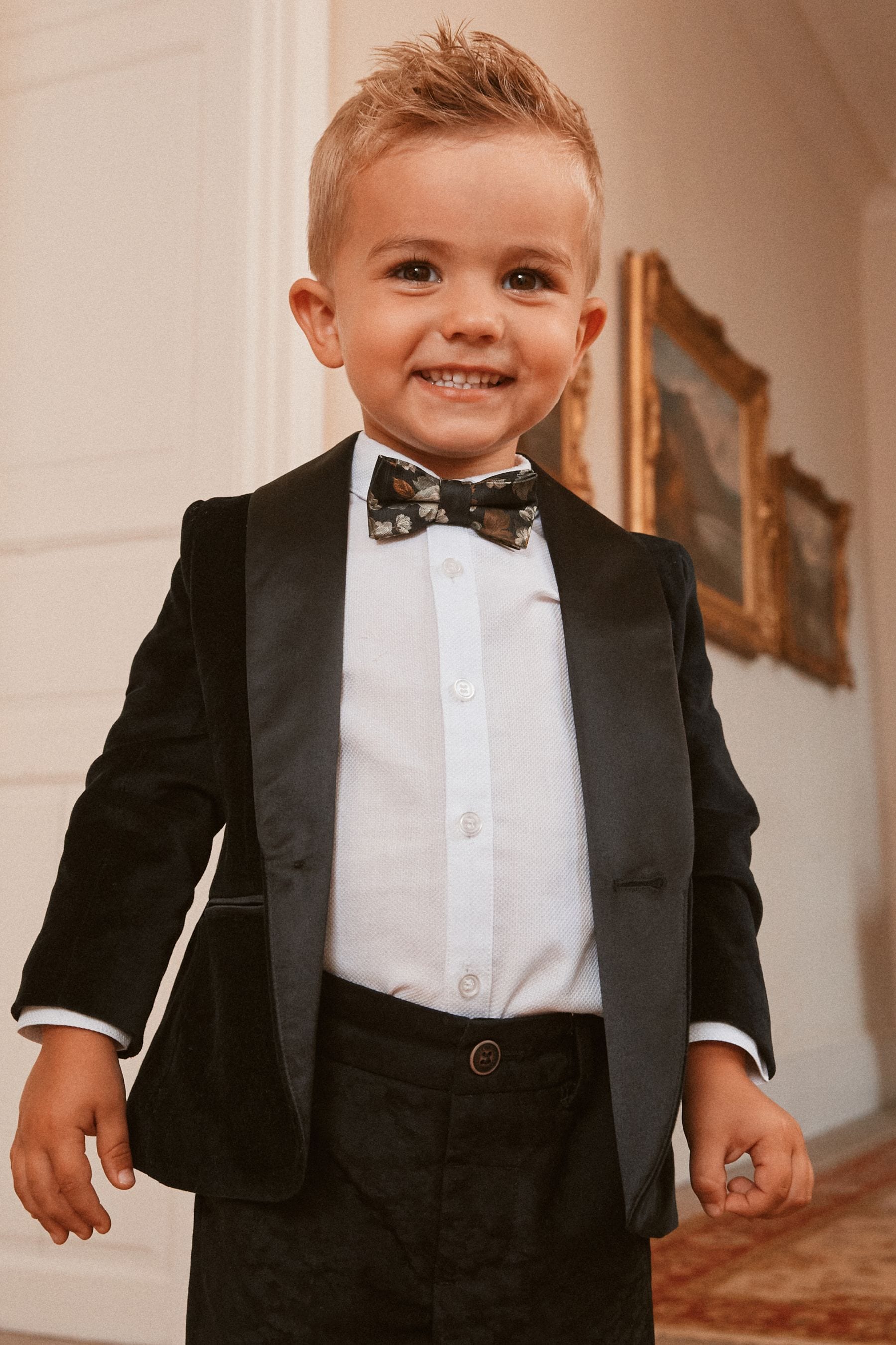 Black Velvet Blazer Shirt Trousers And Bow Tie Set (3mths-9yrs)