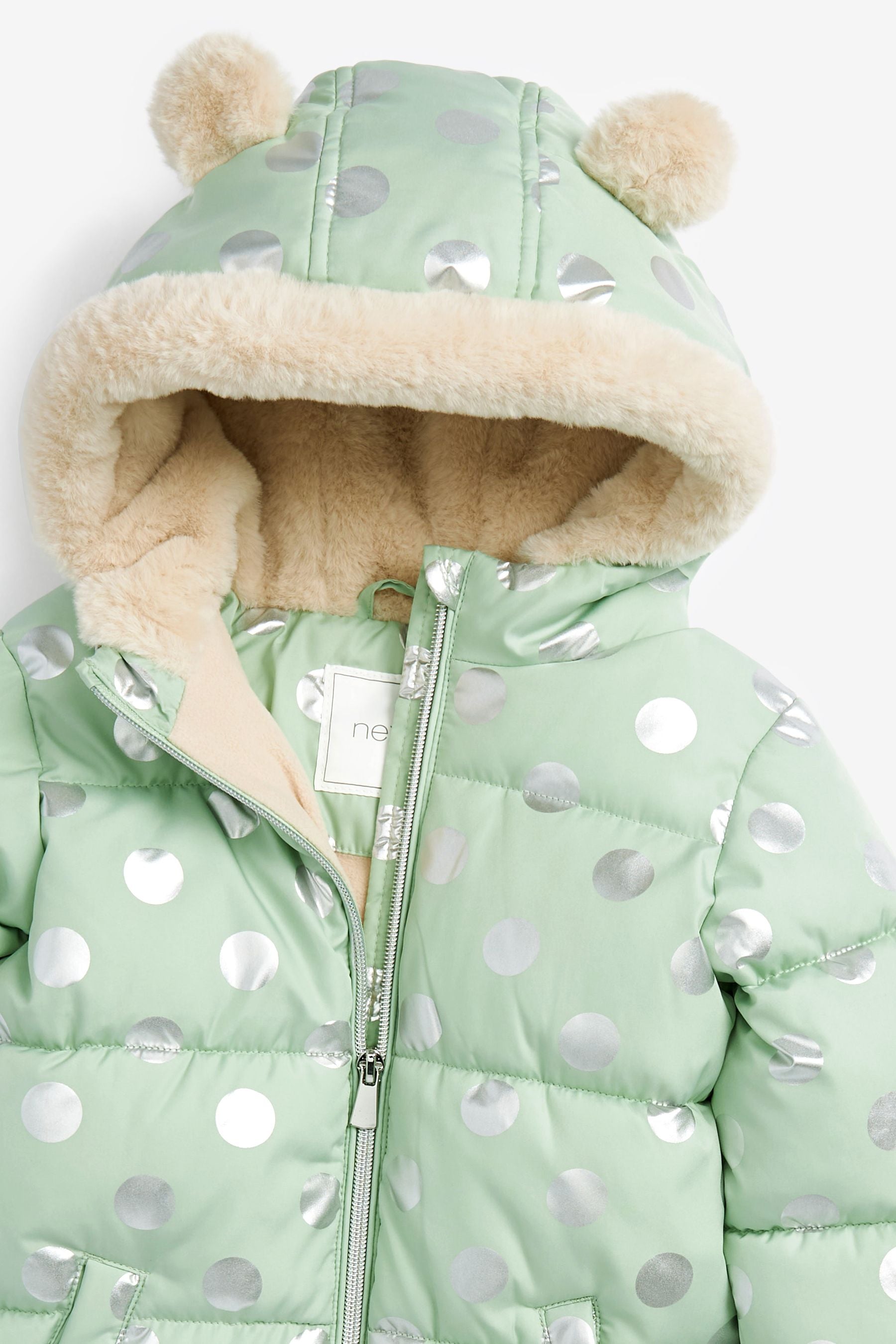 Mint Green Spot Shower Resistant Metallic Snowsuit (3mths-7yrs)