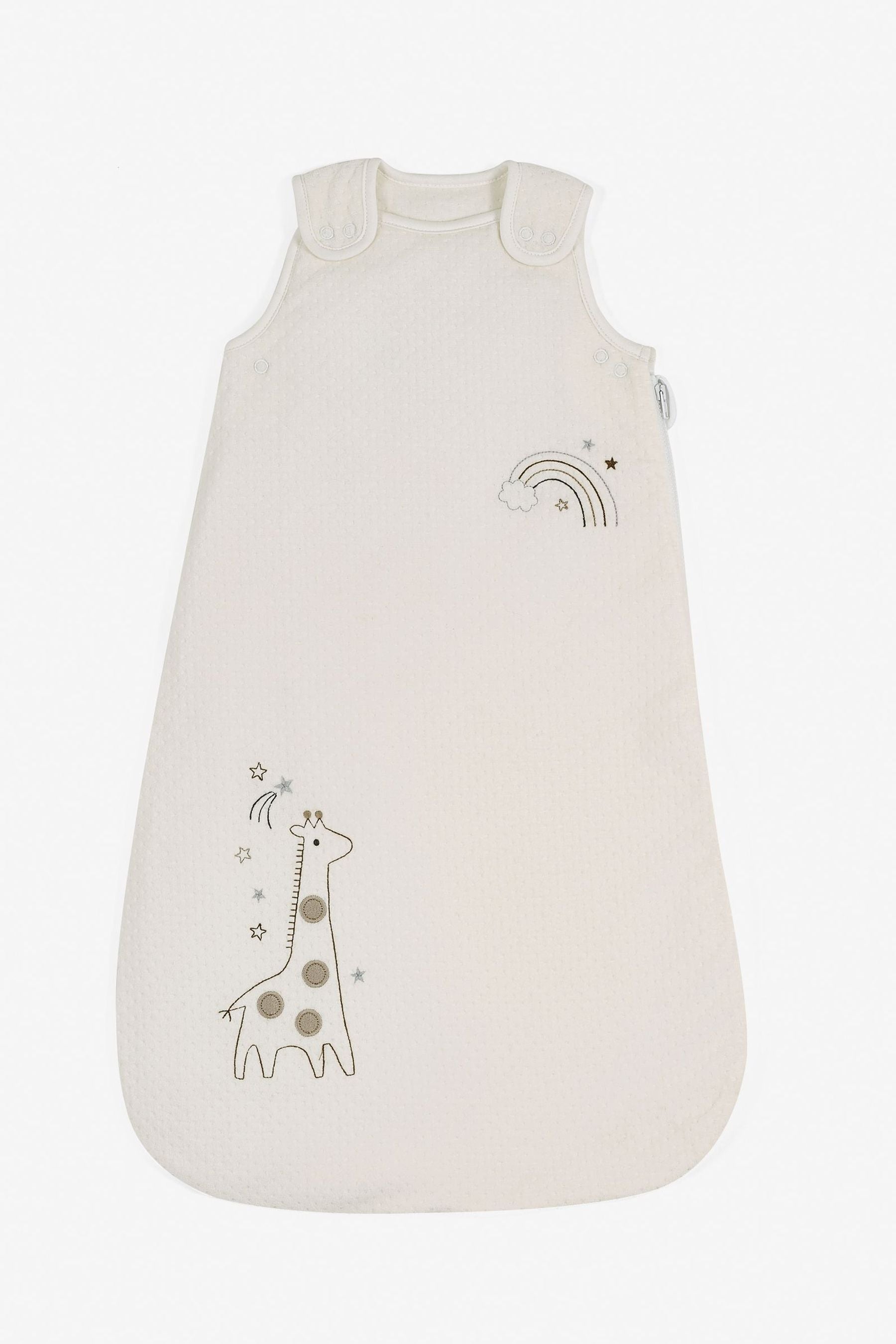 White Velour Giraffe Embroidered 2.5 Tog Sleep Bag