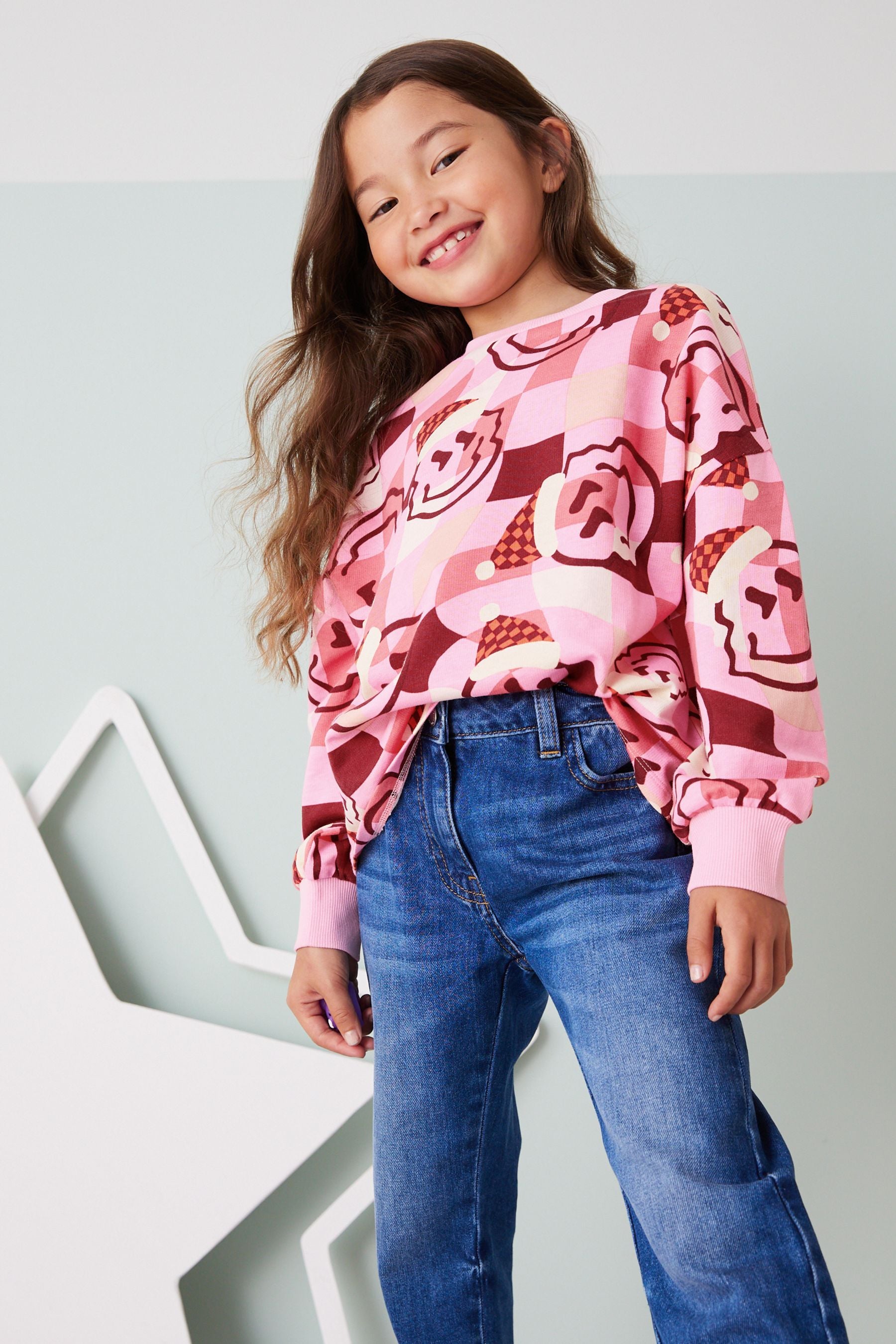 Pink Smile Christmas Long Sleeve T-Shirt (3-16yrs)