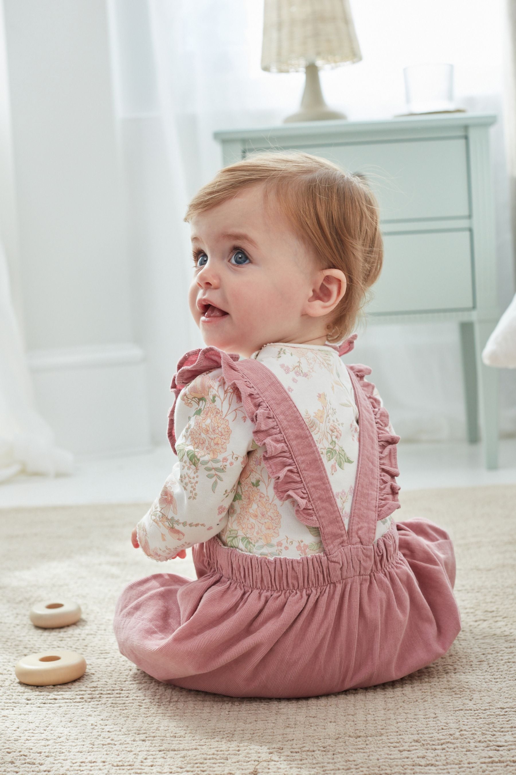 Pink Frill Baby 2 Piece Baby Frill Dungarees And Bodysuit Set (0mths-2yrs)