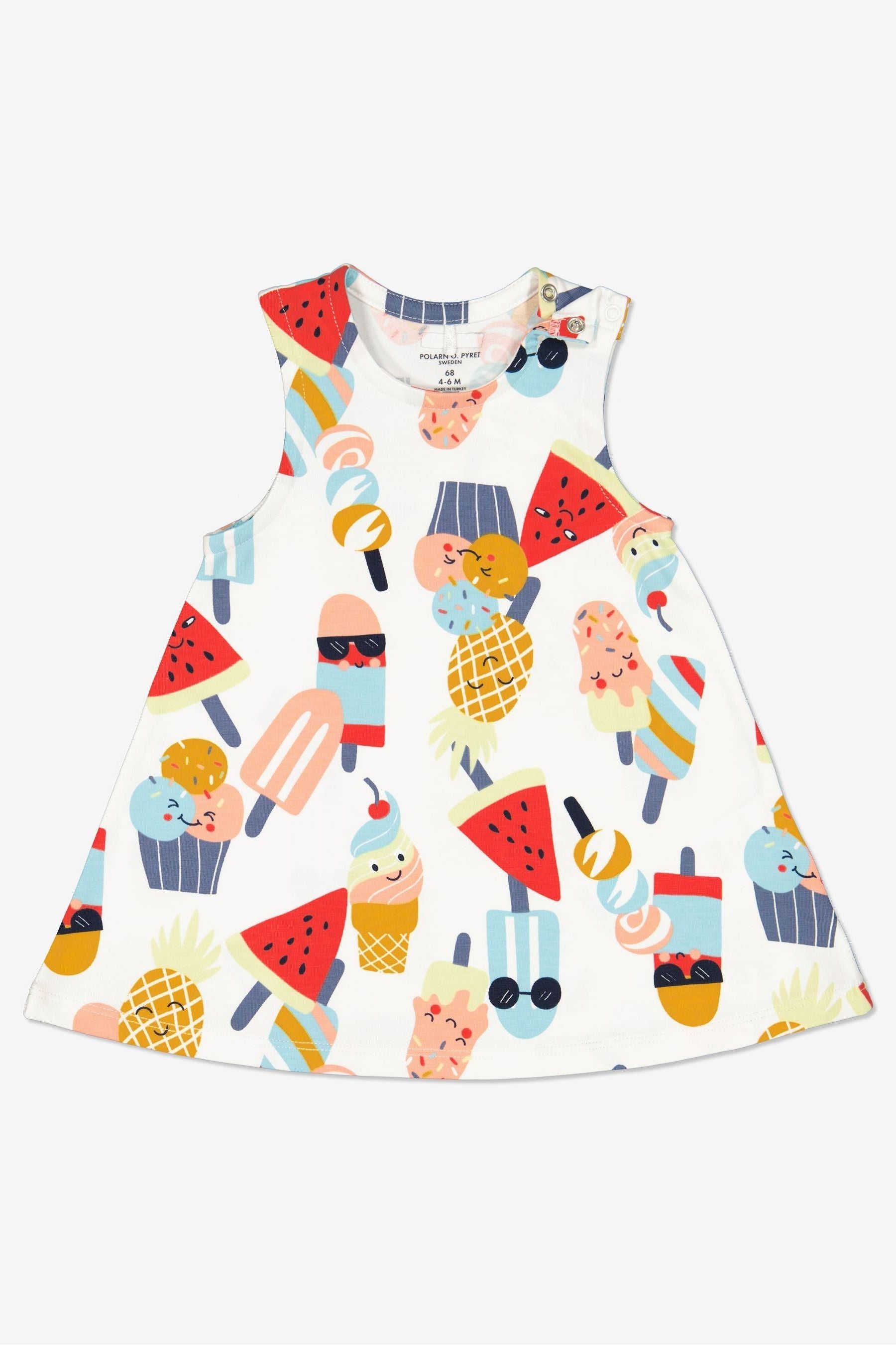 Polarn O Pyret White Organic Cotton Ice Cream Dress