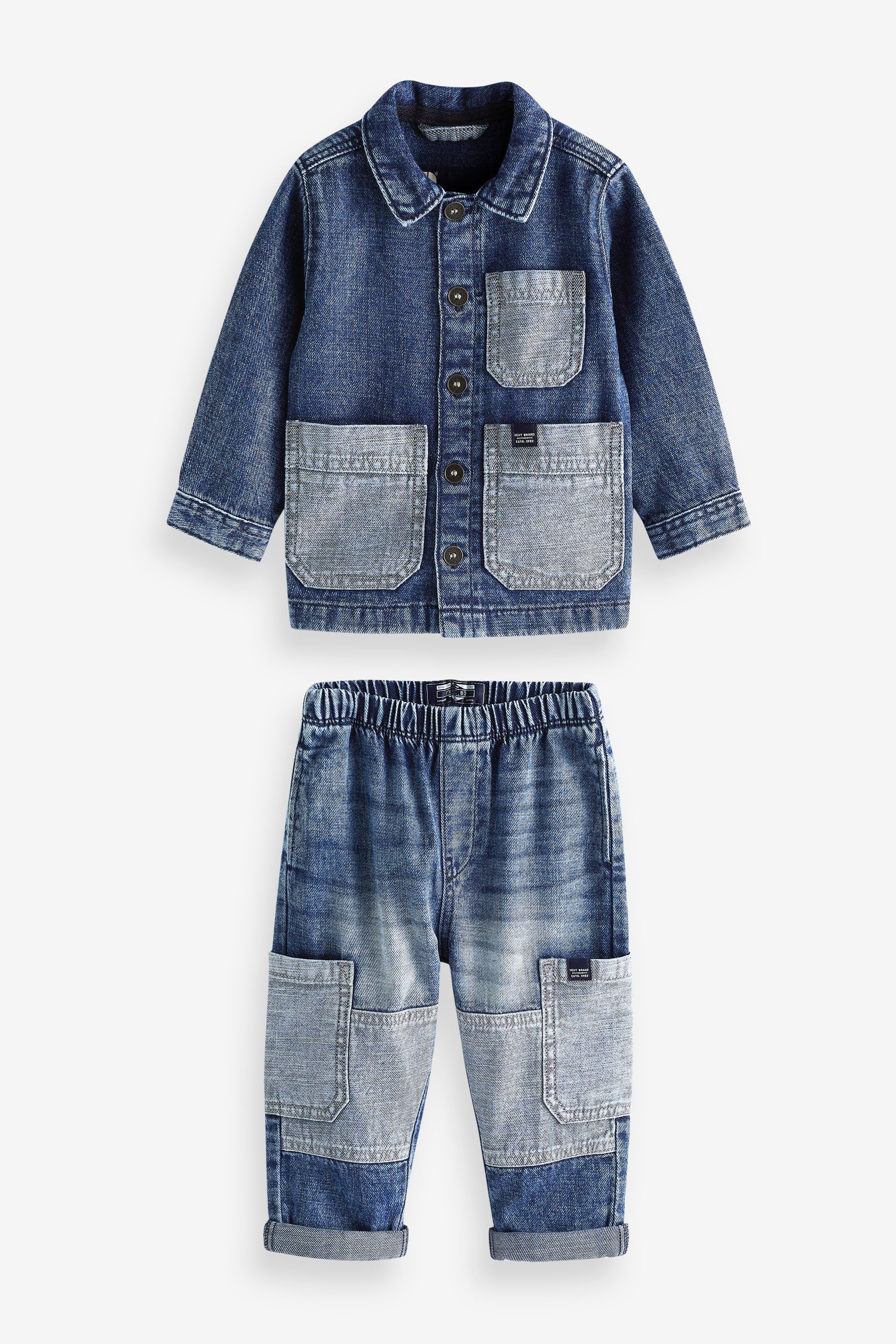 Blue Denim Patch Shacket and Jean Set (3mths-9yrs)