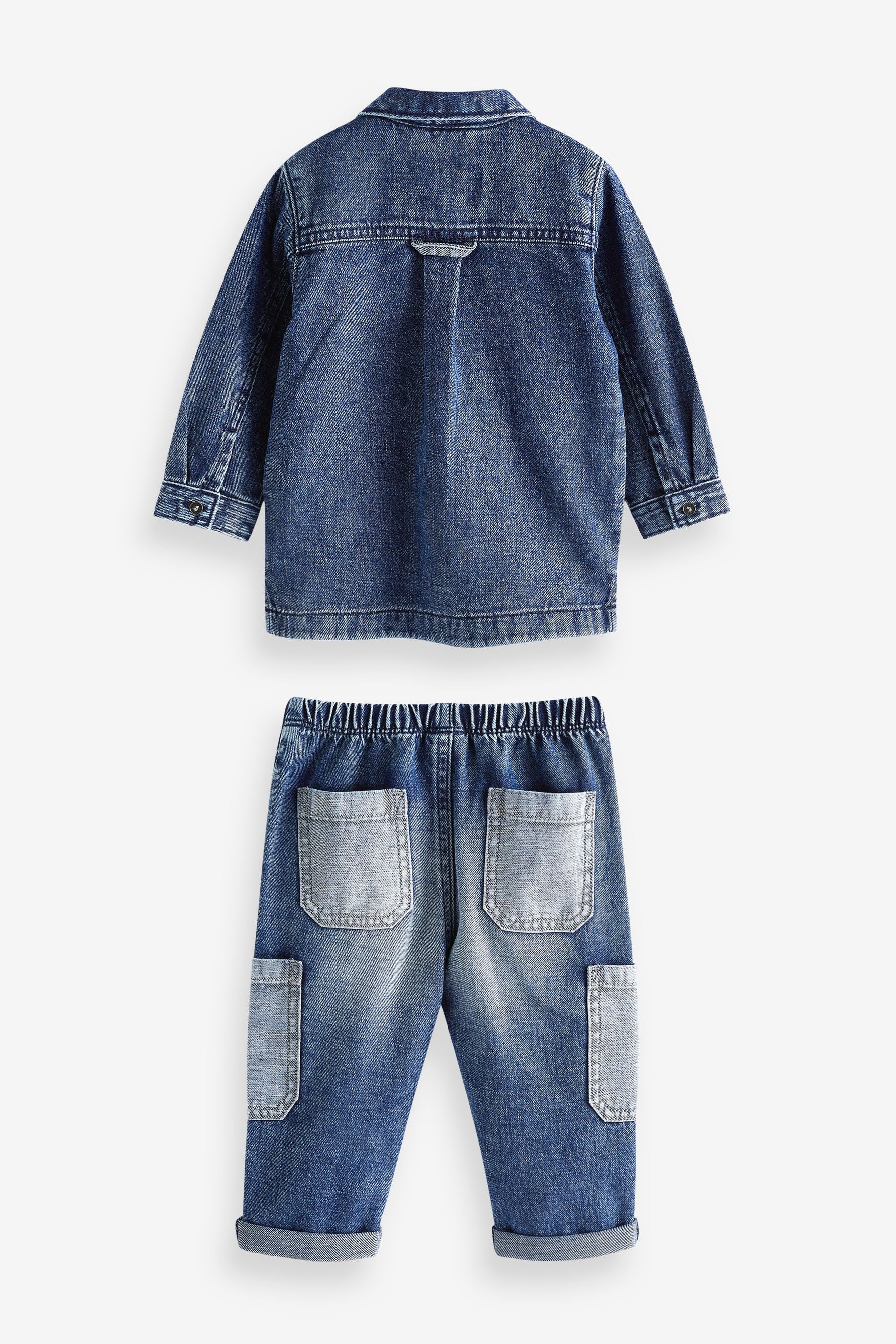 Blue Denim Patch Shacket and Jean Set (3mths-9yrs)