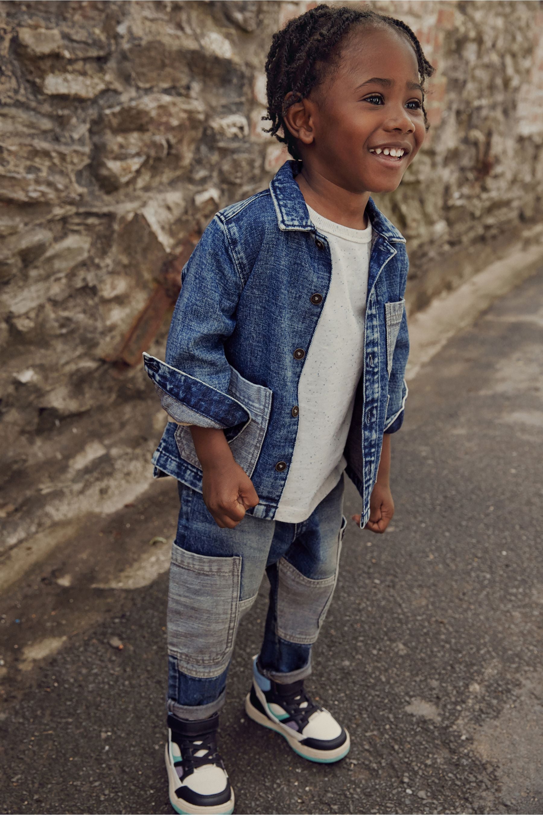 Blue Denim Patch Shacket and Jean Set (3mths-9yrs)