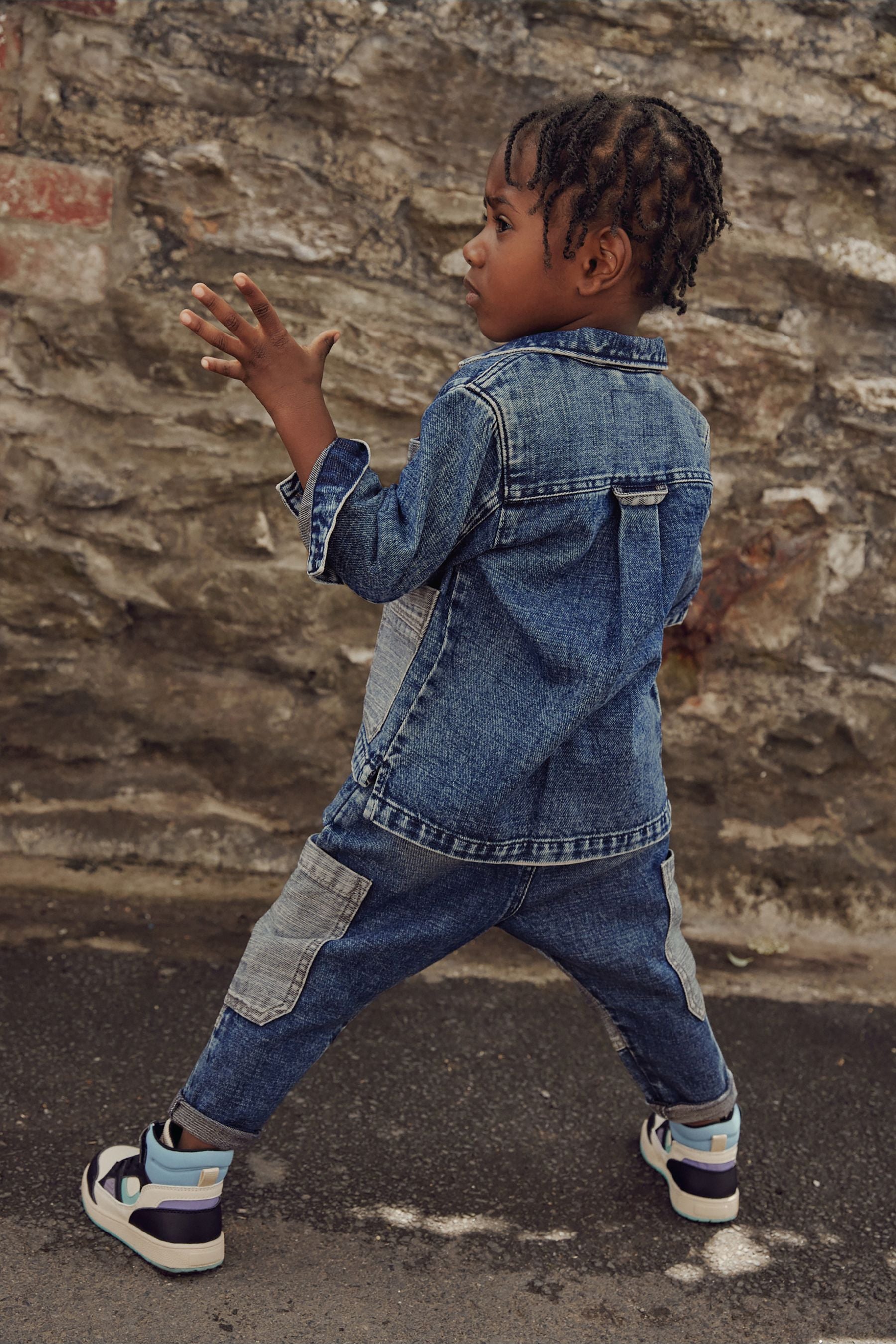 Blue Denim Patch Shacket and Jean Set (3mths-9yrs)