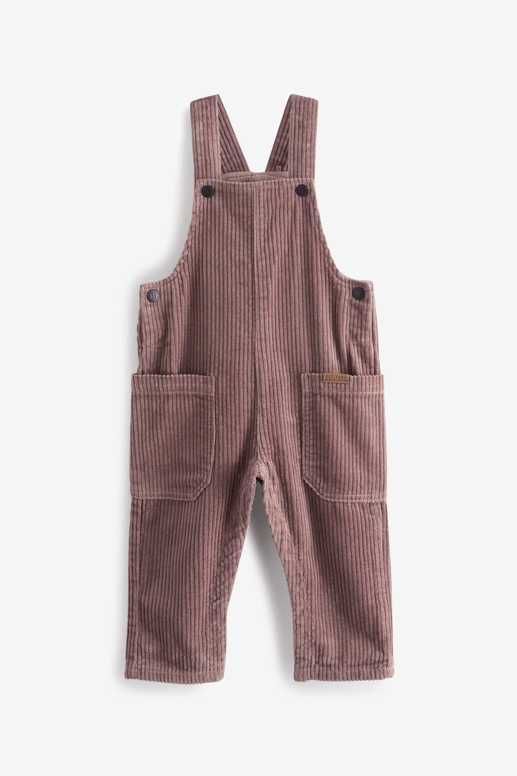 Taupe Brown Jumbo Cord Lined Dungarees (3mths-7yrs)