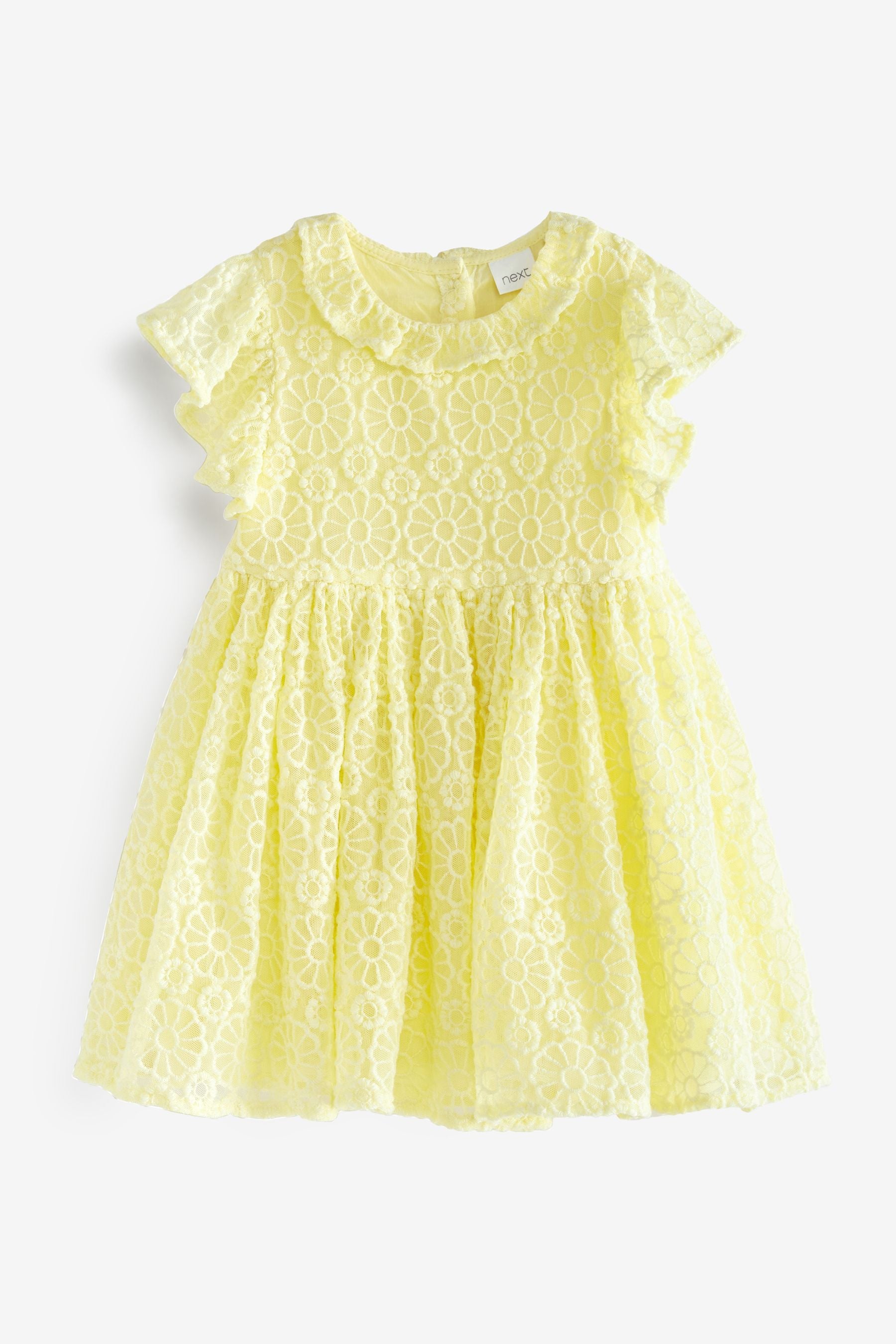 Yellow Short Sleeve Lace Party Bridesmaid Dress (3mths-7yrs)