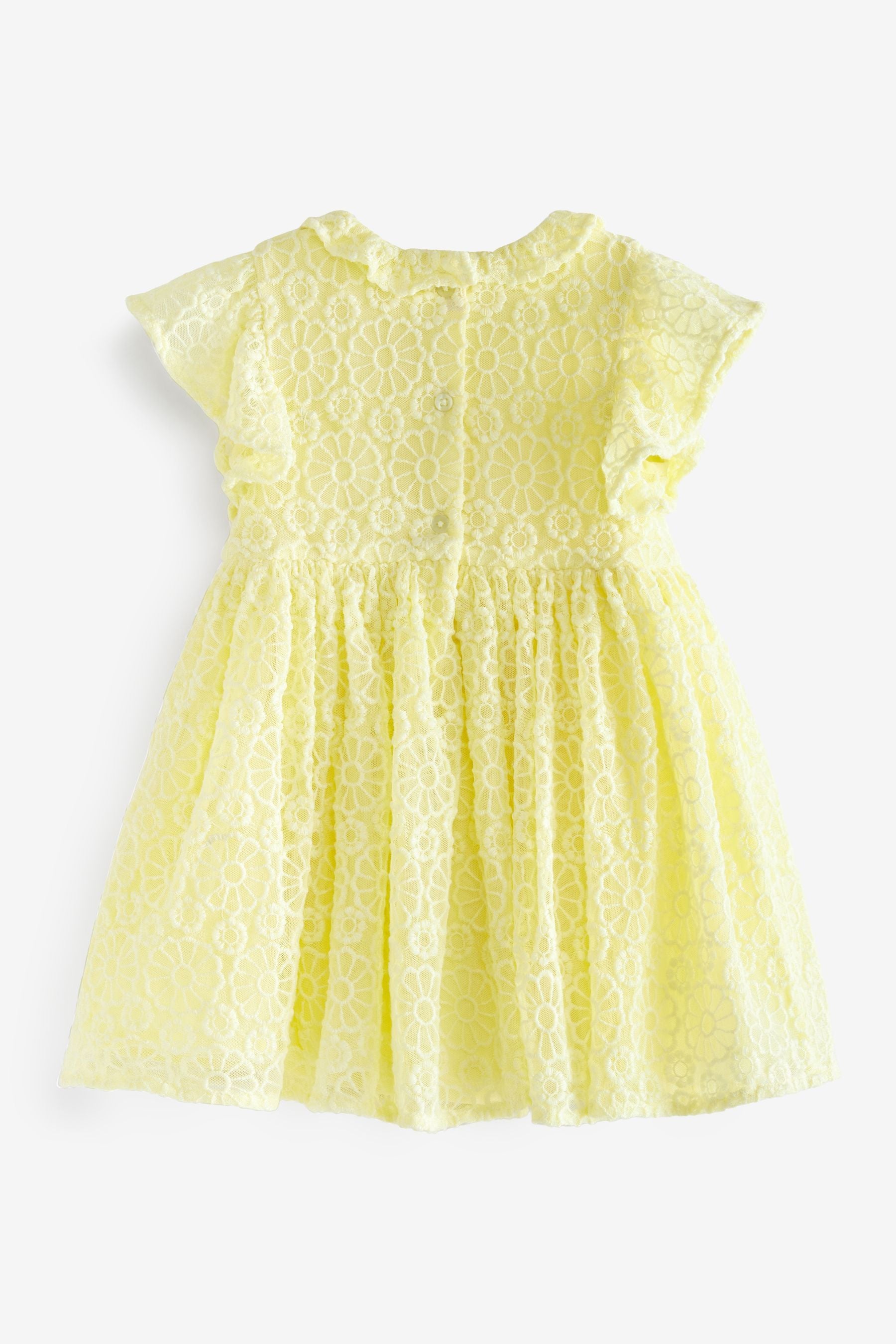 Yellow Short Sleeve Lace Party Bridesmaid Dress (3mths-7yrs)