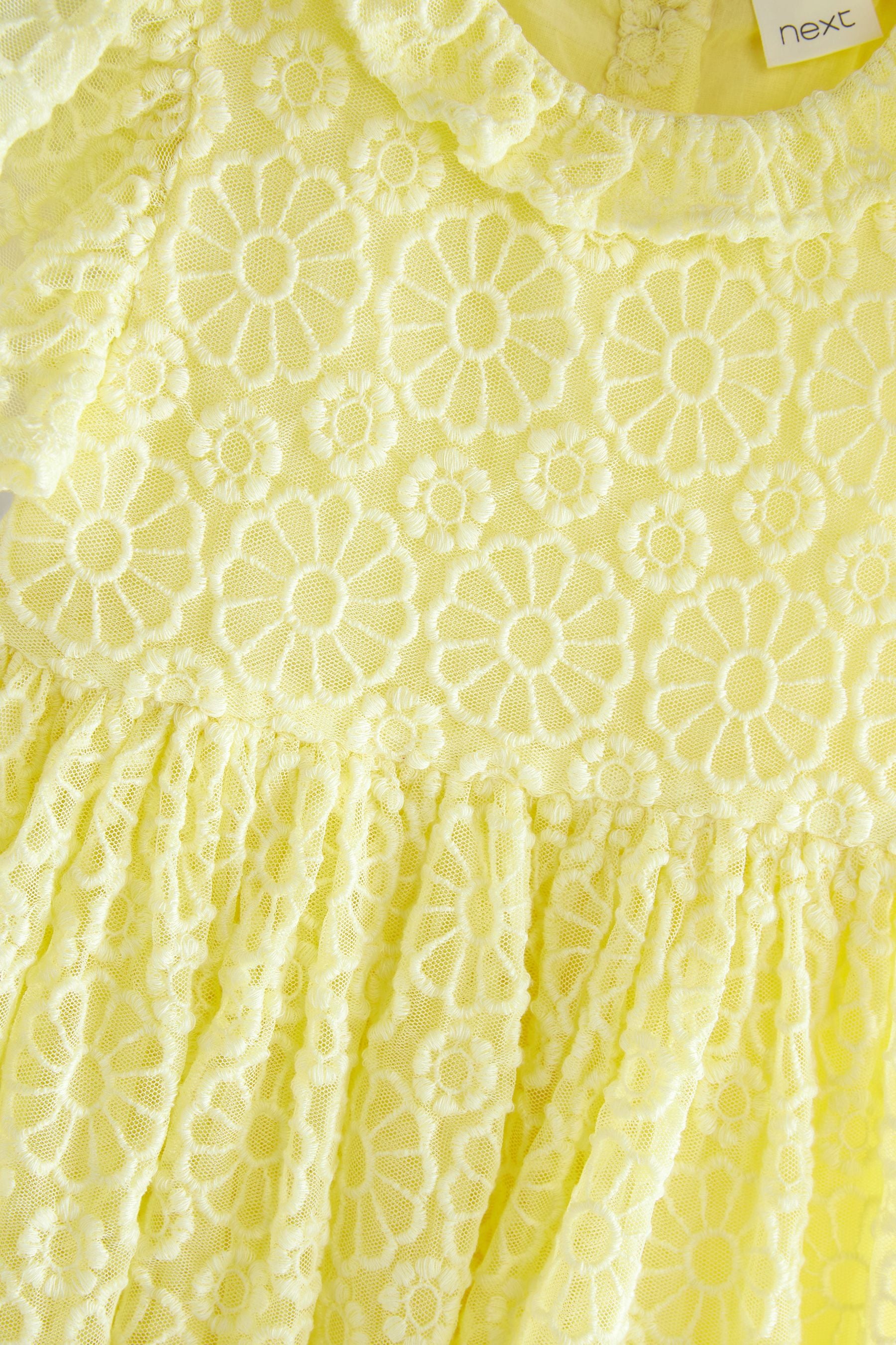 Yellow Short Sleeve Lace Party Bridesmaid Dress (3mths-7yrs)