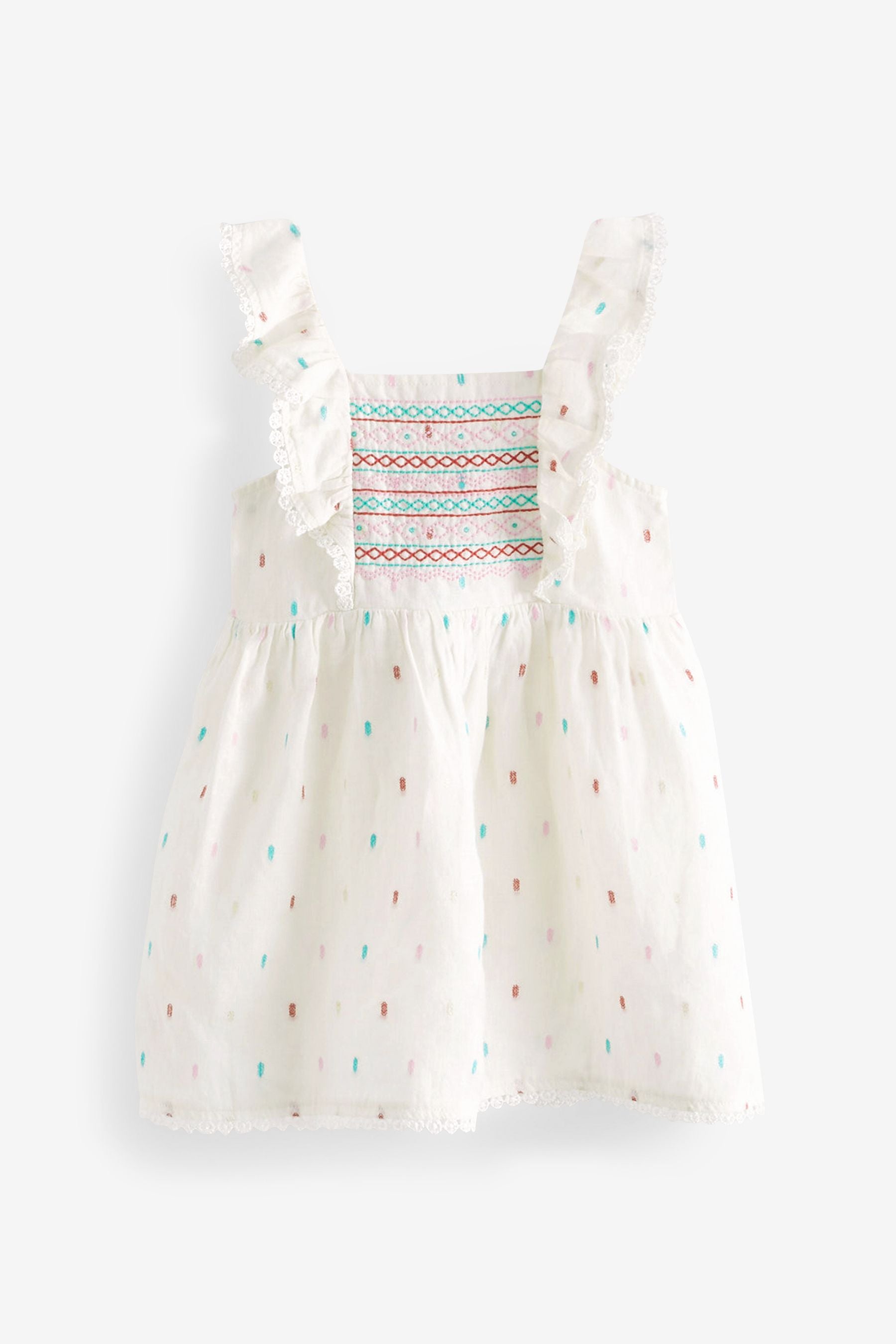 White Embroidered Linen Dress (3mths-7yrs)