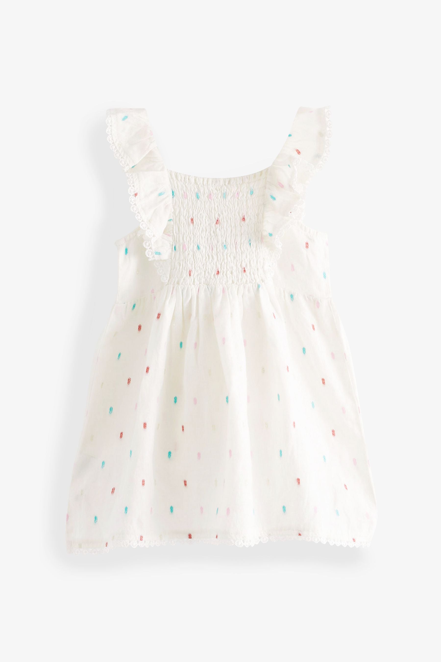 White Embroidered Linen Dress (3mths-7yrs)