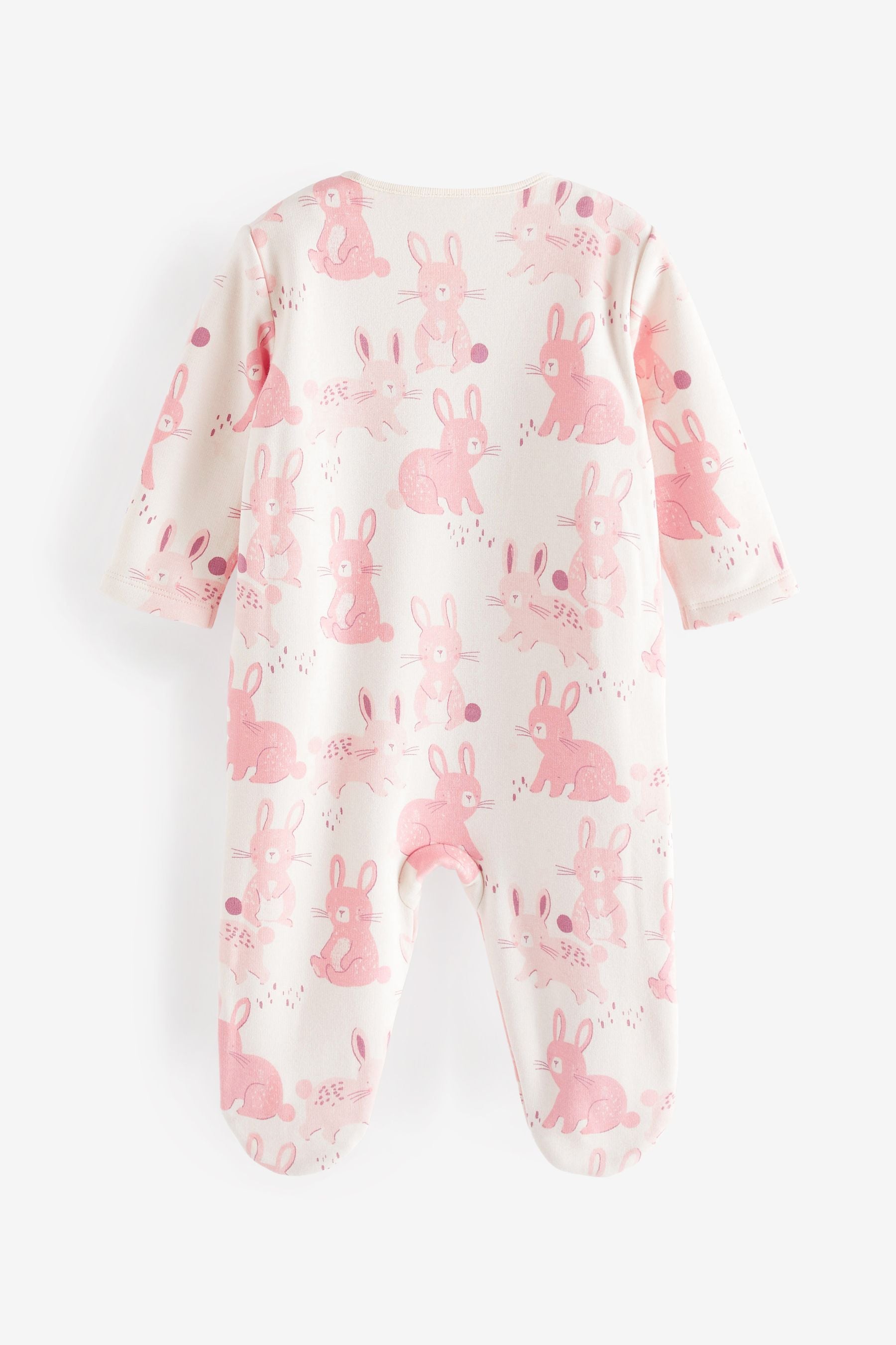 Pink Bunny Wrap Fleece Lined Baby Sleepsuit