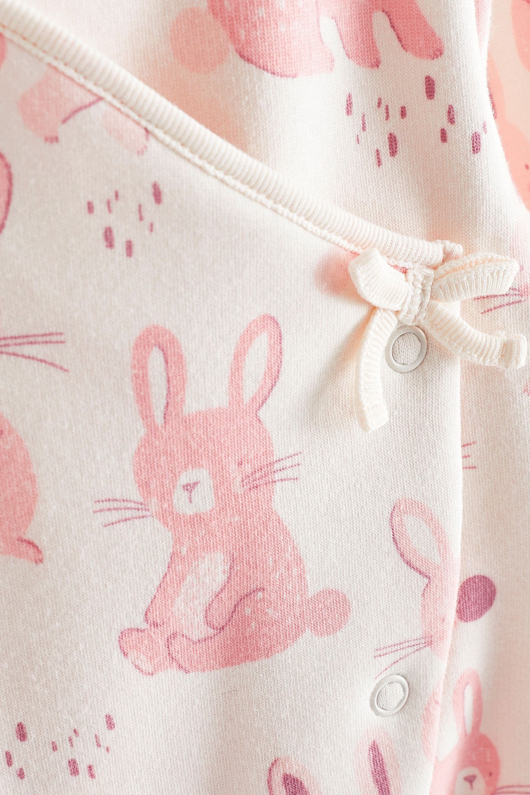 Pink Bunny Wrap Fleece Lined Baby Sleepsuit