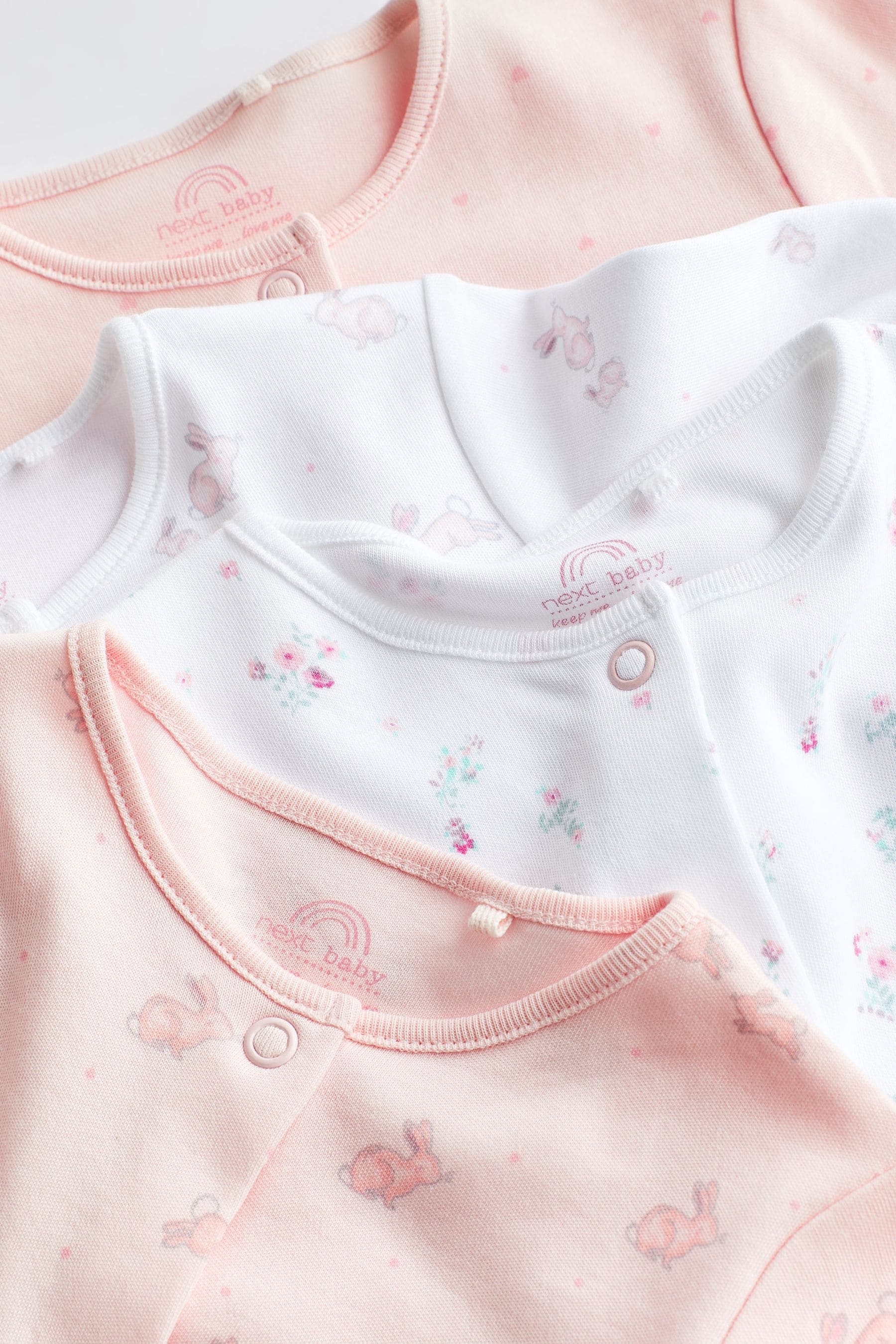 Pale Pink Floral Baby Sleepsuits (0-2yrs)