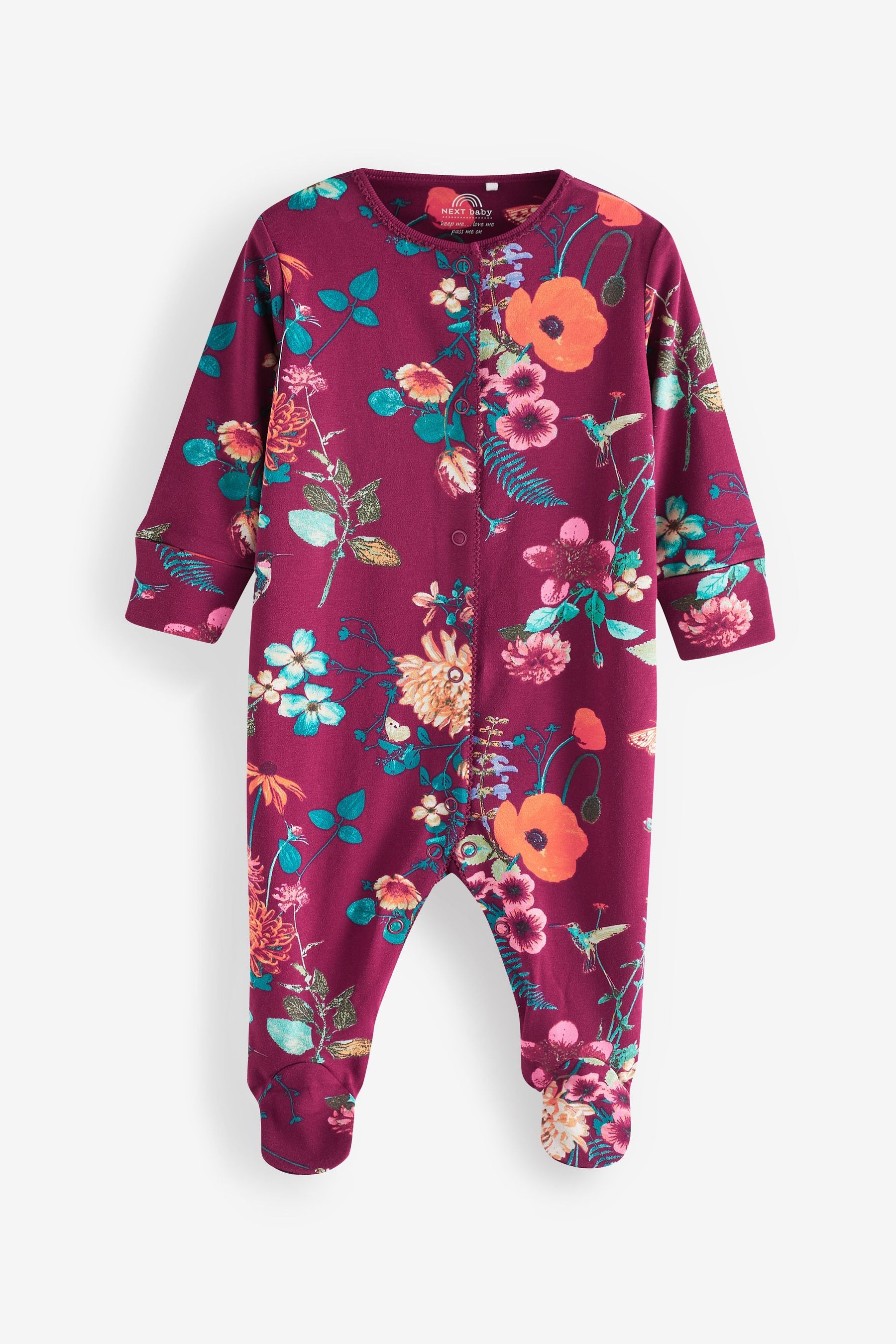 Teal Blue Floral Baby Sleepsuit 4 Pack (0mths-2yrs)