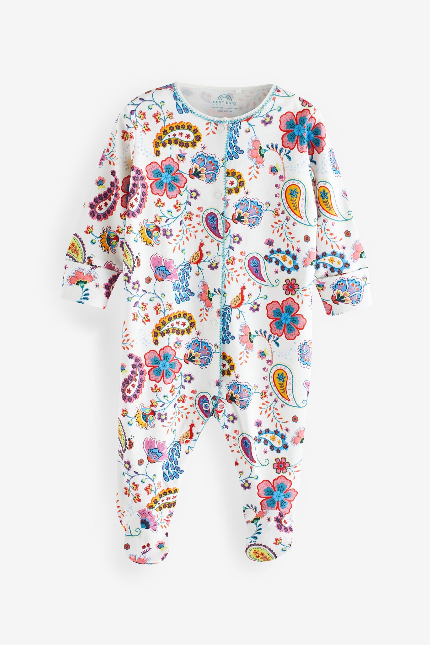 Teal Blue Floral Baby Sleepsuit 4 Pack (0mths-2yrs)