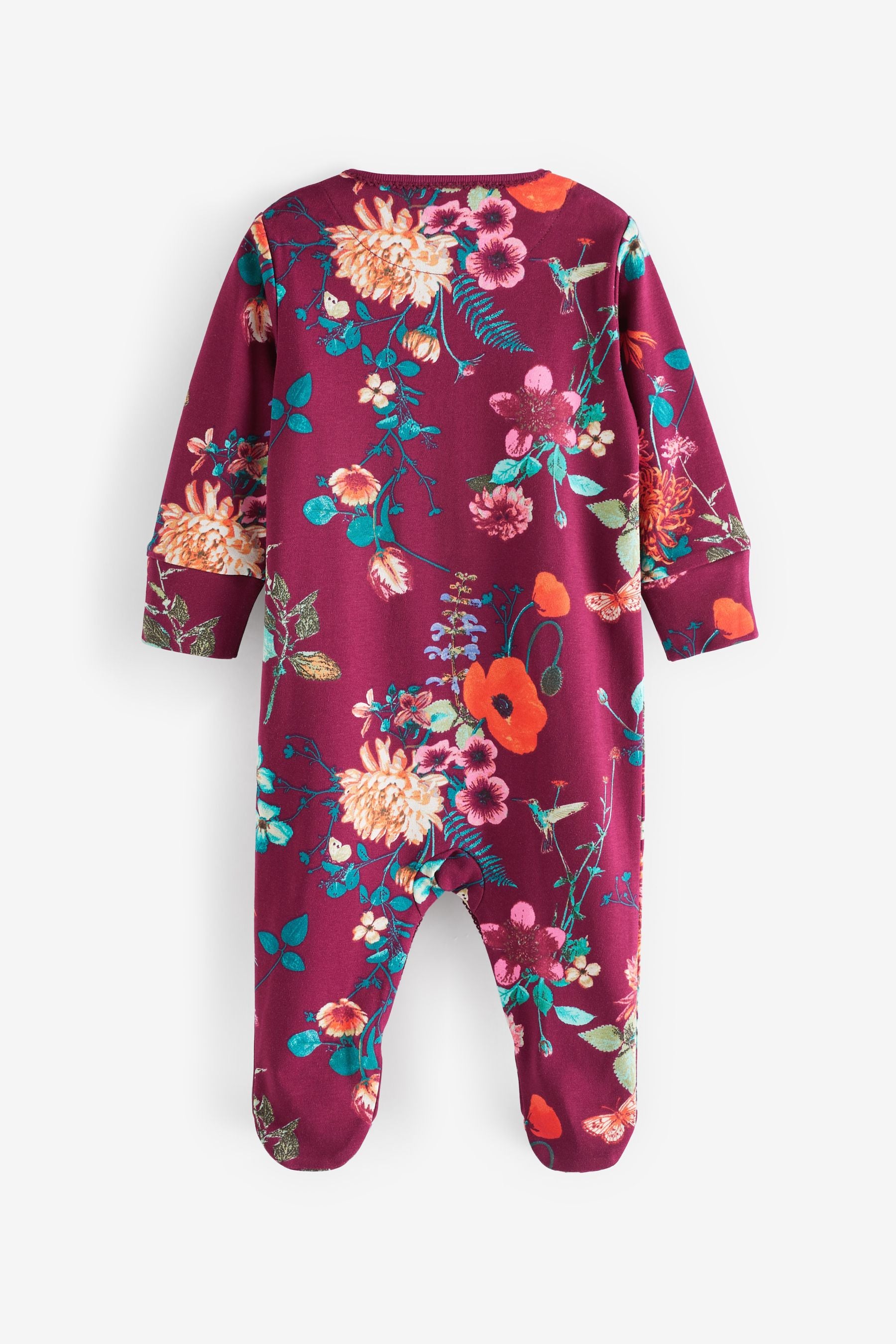 Teal Blue Floral Baby Sleepsuit 4 Pack (0mths-2yrs)