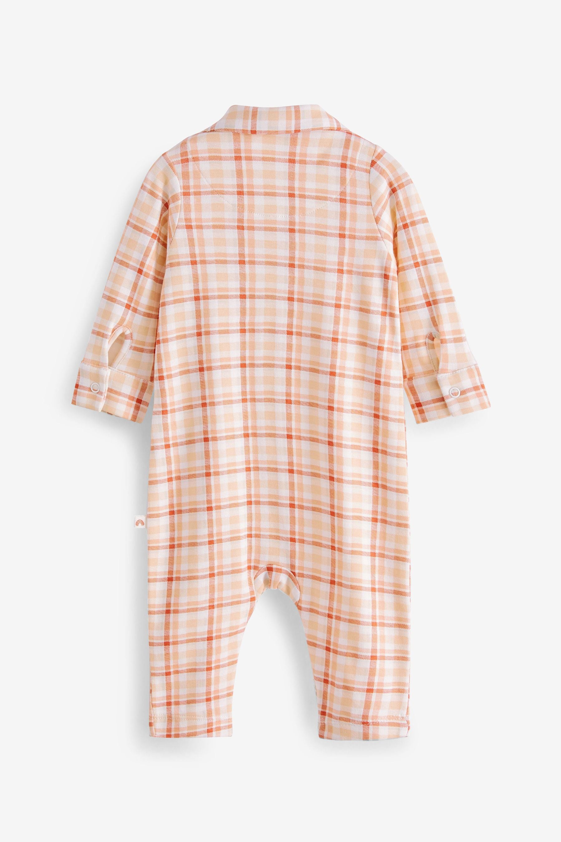 Peach Pink Check / Woodland Animals Baby Pyjama Sleepsuits 2 Pack (0mths-3yrs)