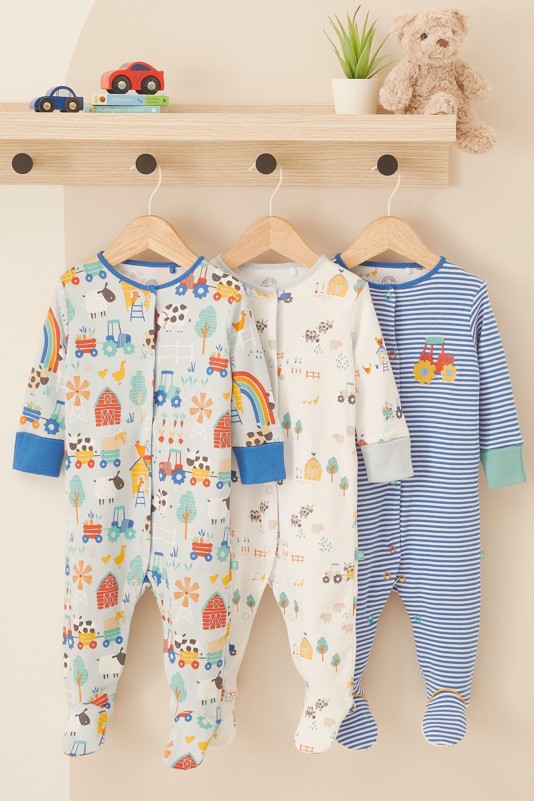 Multi Baby Sleepsuits 3 Pack (0-2yrs)