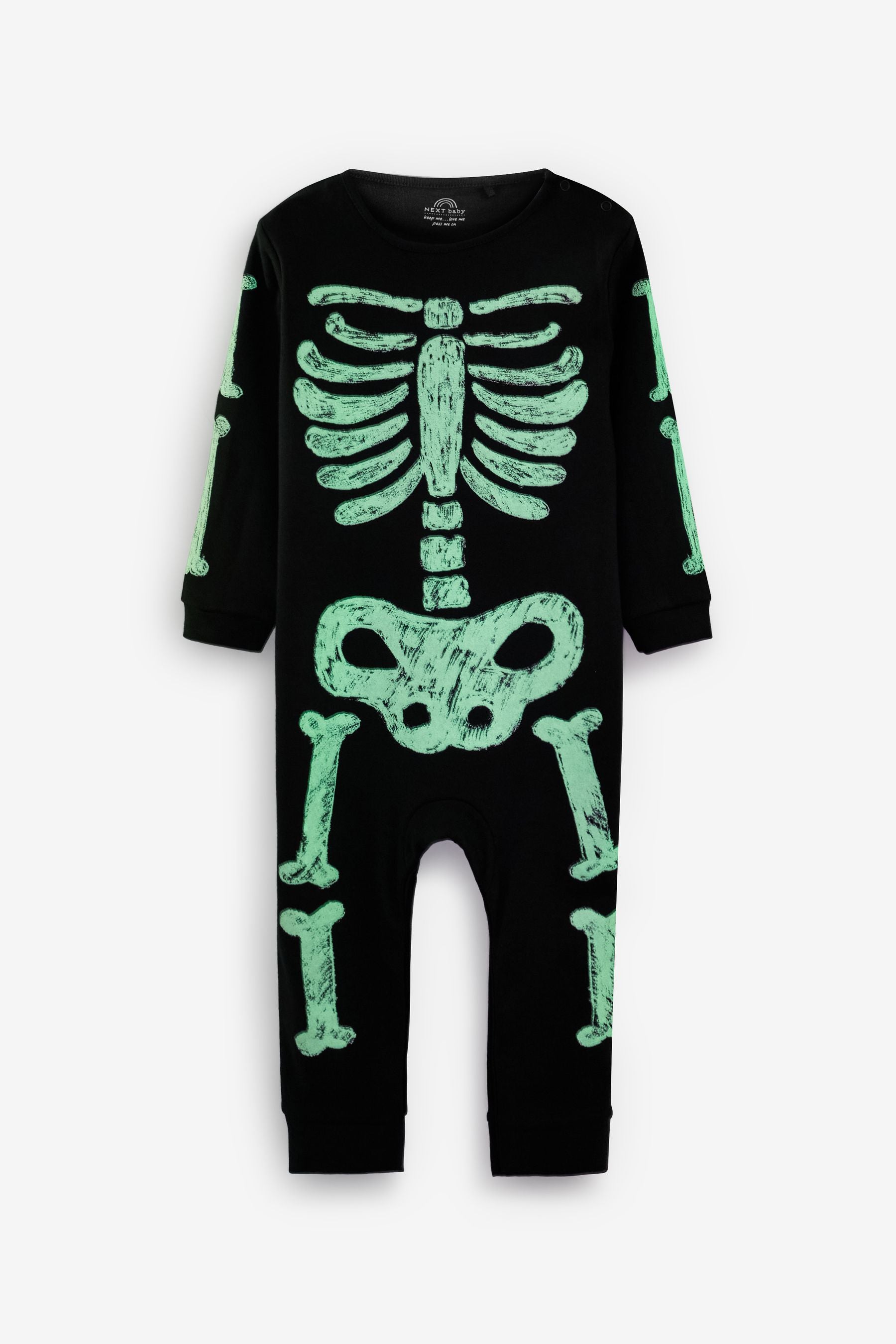 Black Skeleton Print Baby Sleepsuit (0mths-3yrs)