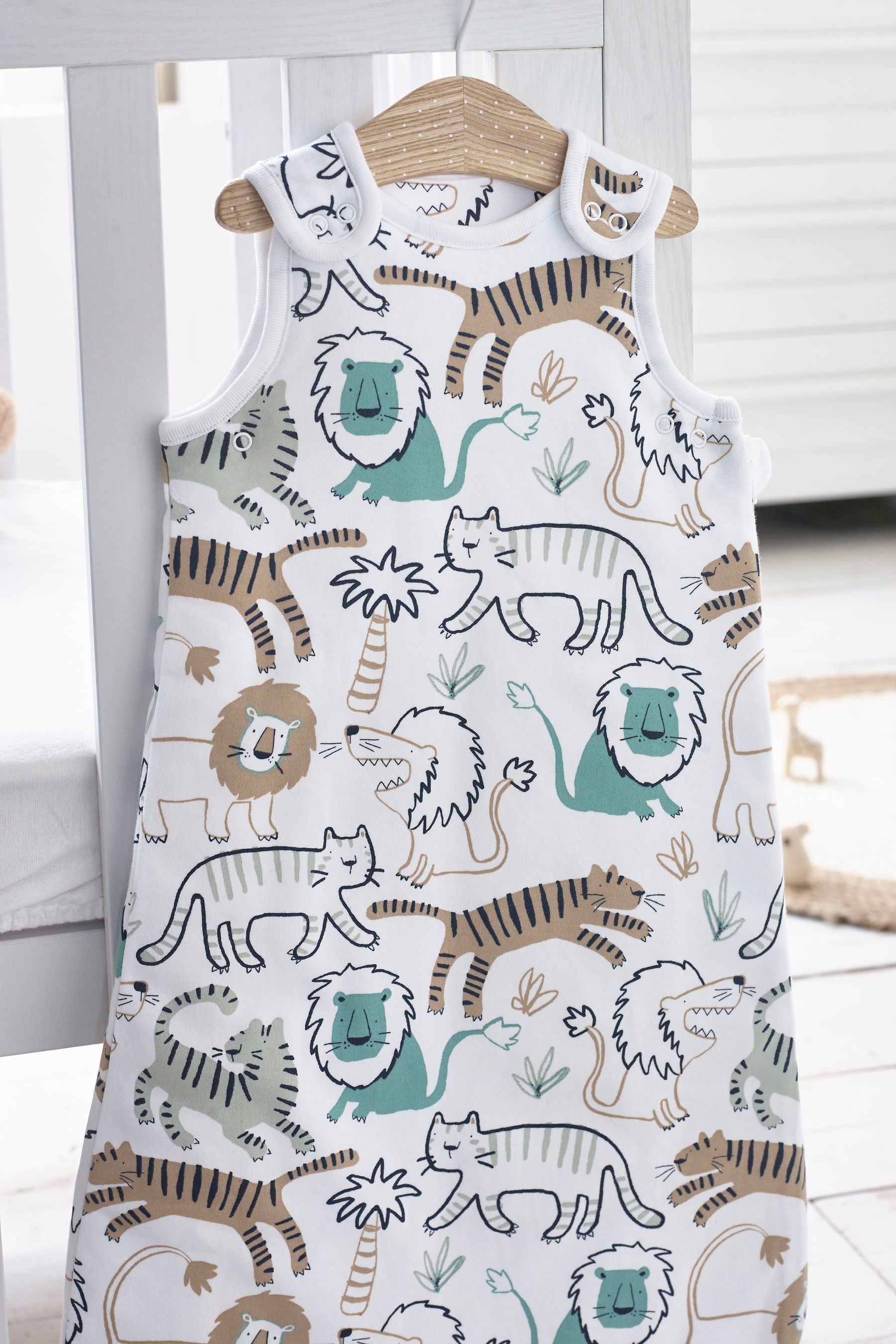 Blue Safari Animals 100% Cotton 2.5 Tog Sleep Bag