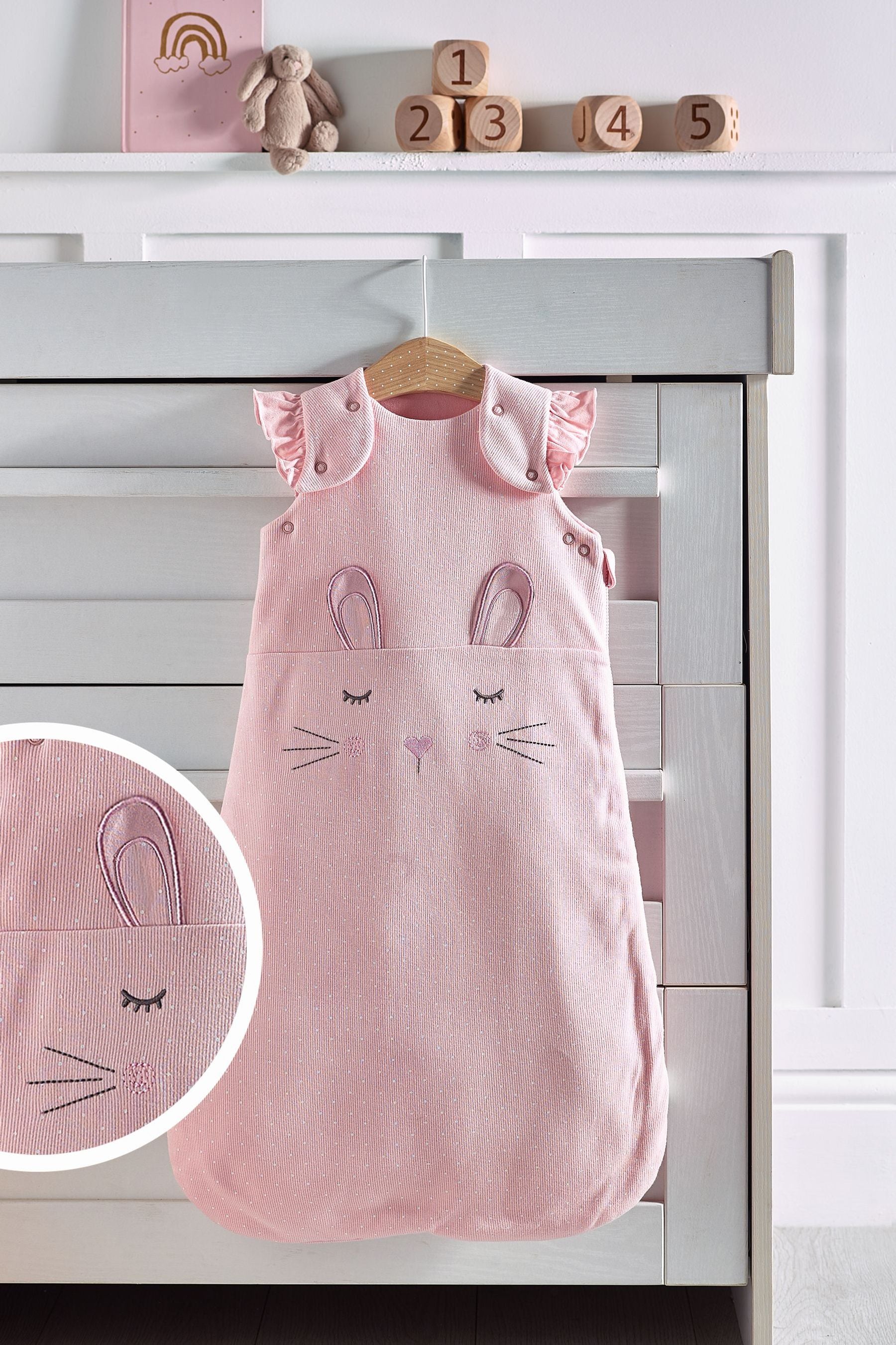 Pink Bunny Baby 100% Cotton 2.5 Tog Sleep Bag