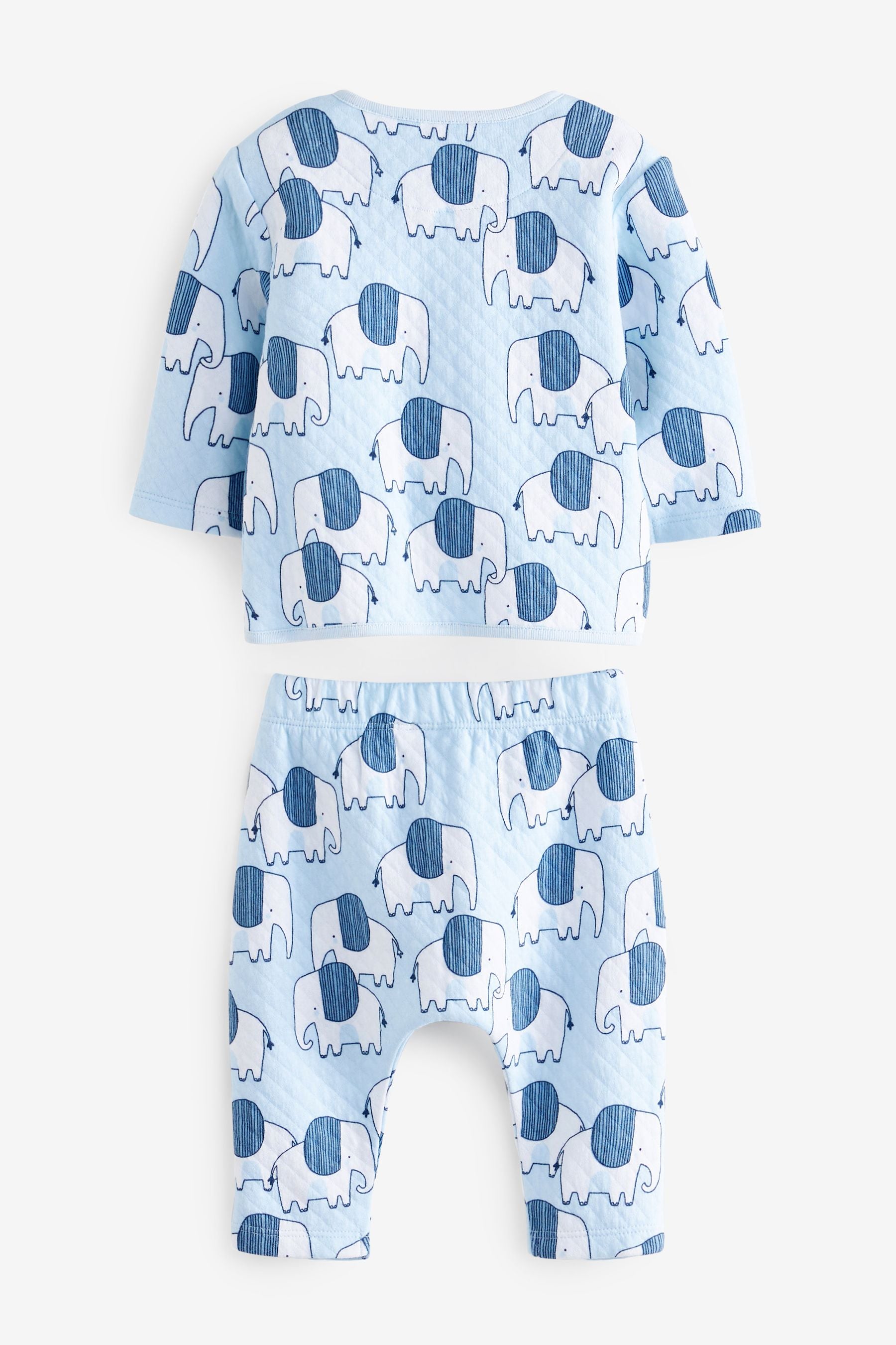 Blue Elephant Baby 2 Piece Quilted Wrap Top And Leggings Set