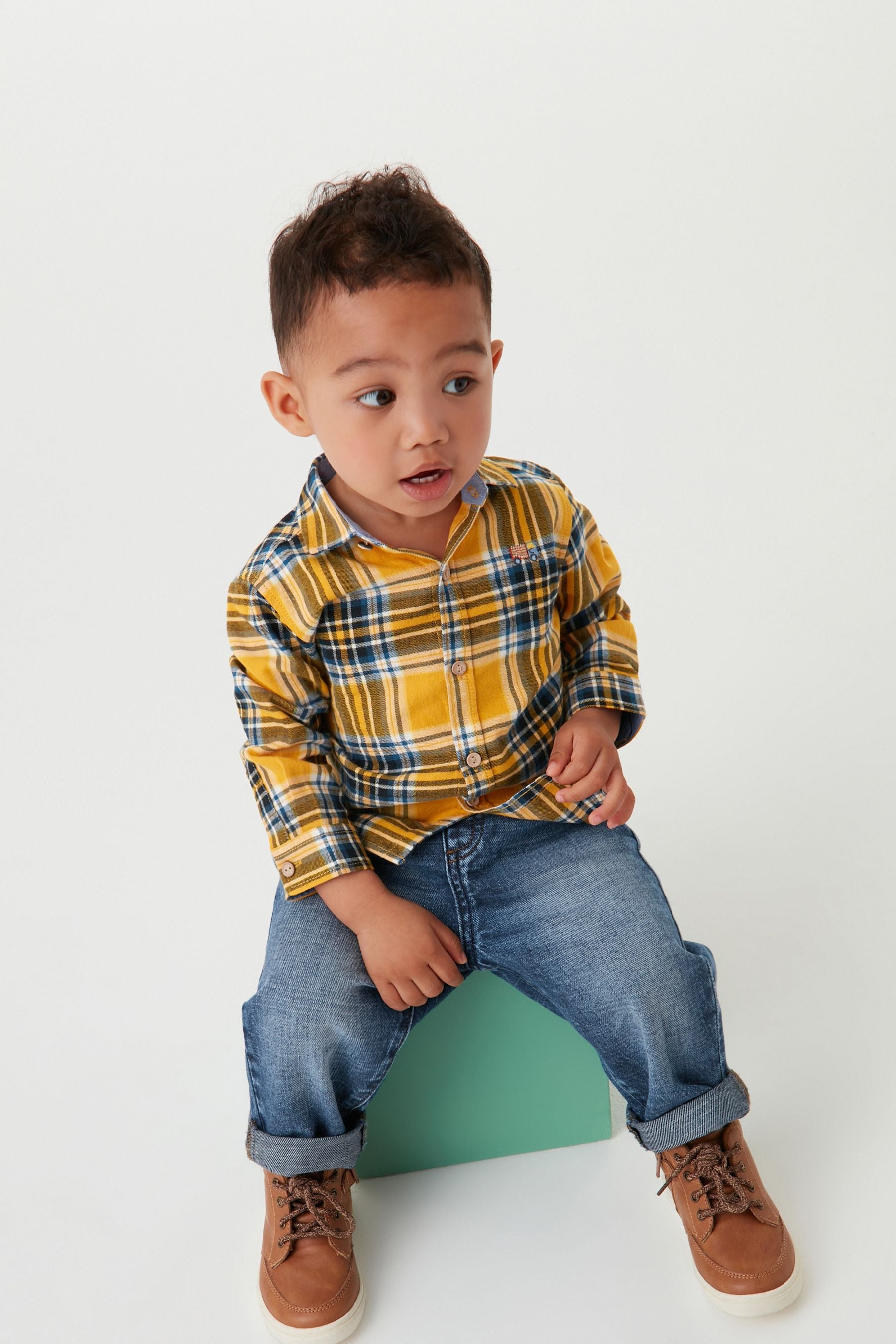 Yellow Long Sleeve Check Shirt (3mths-7yrs)