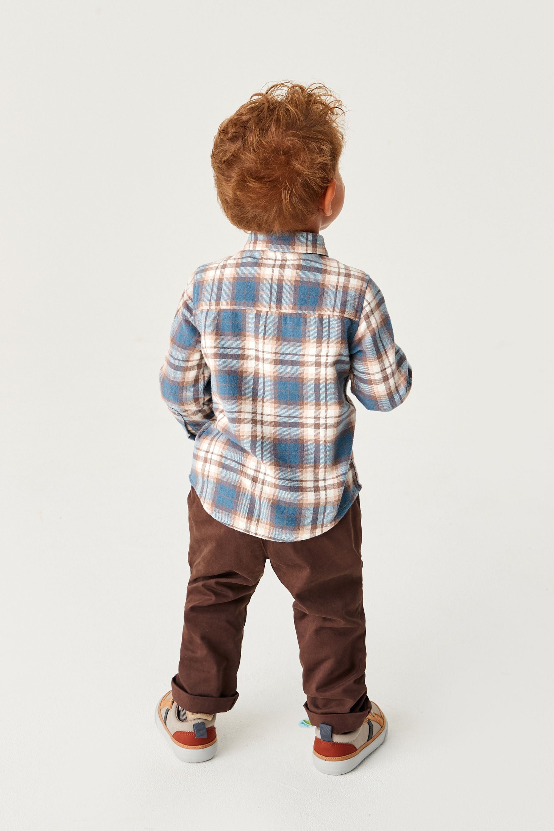 Blue With Bear Pocket Long Sleeve Check Shirt (3mths-7yrs)