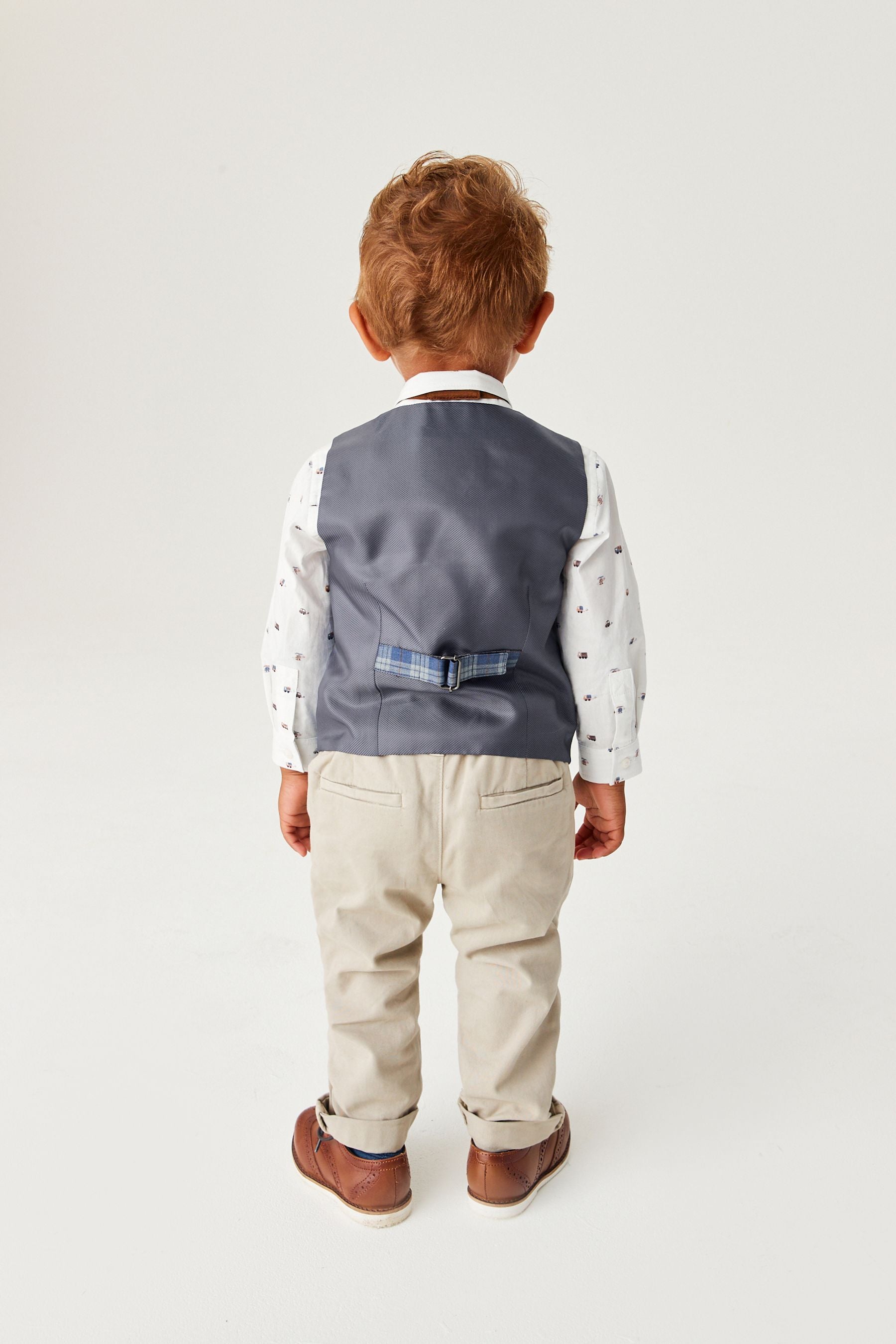 Blue Check Waistcoat, Bow Tie & Shirt Set (3mths-7yrs)