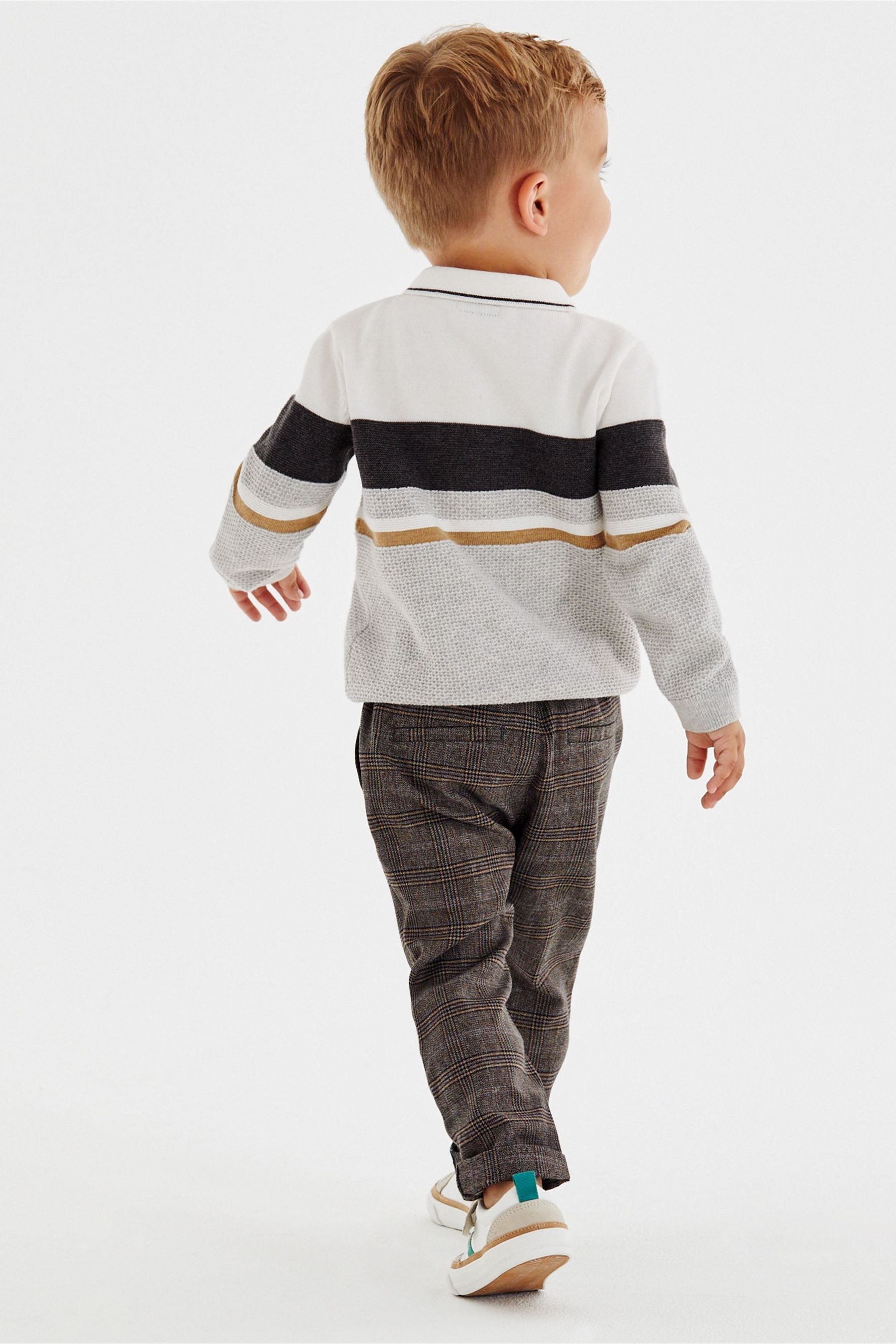 Black/White Long Sleeve Colourblock Polo Shirt (3mths-7yrs)