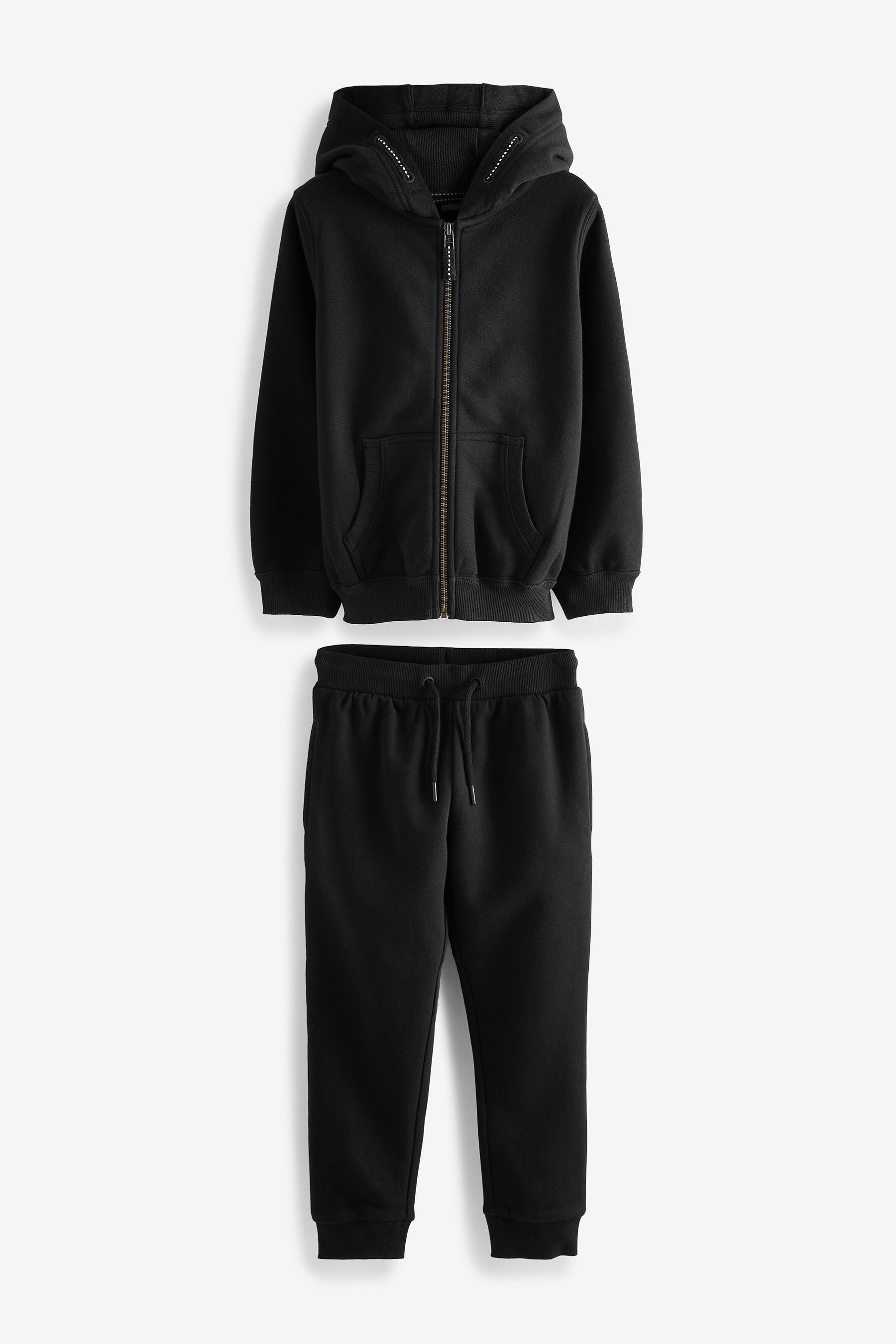 Black Zip Through and Hoodie And Joggers Sports Set (3-16yrs)