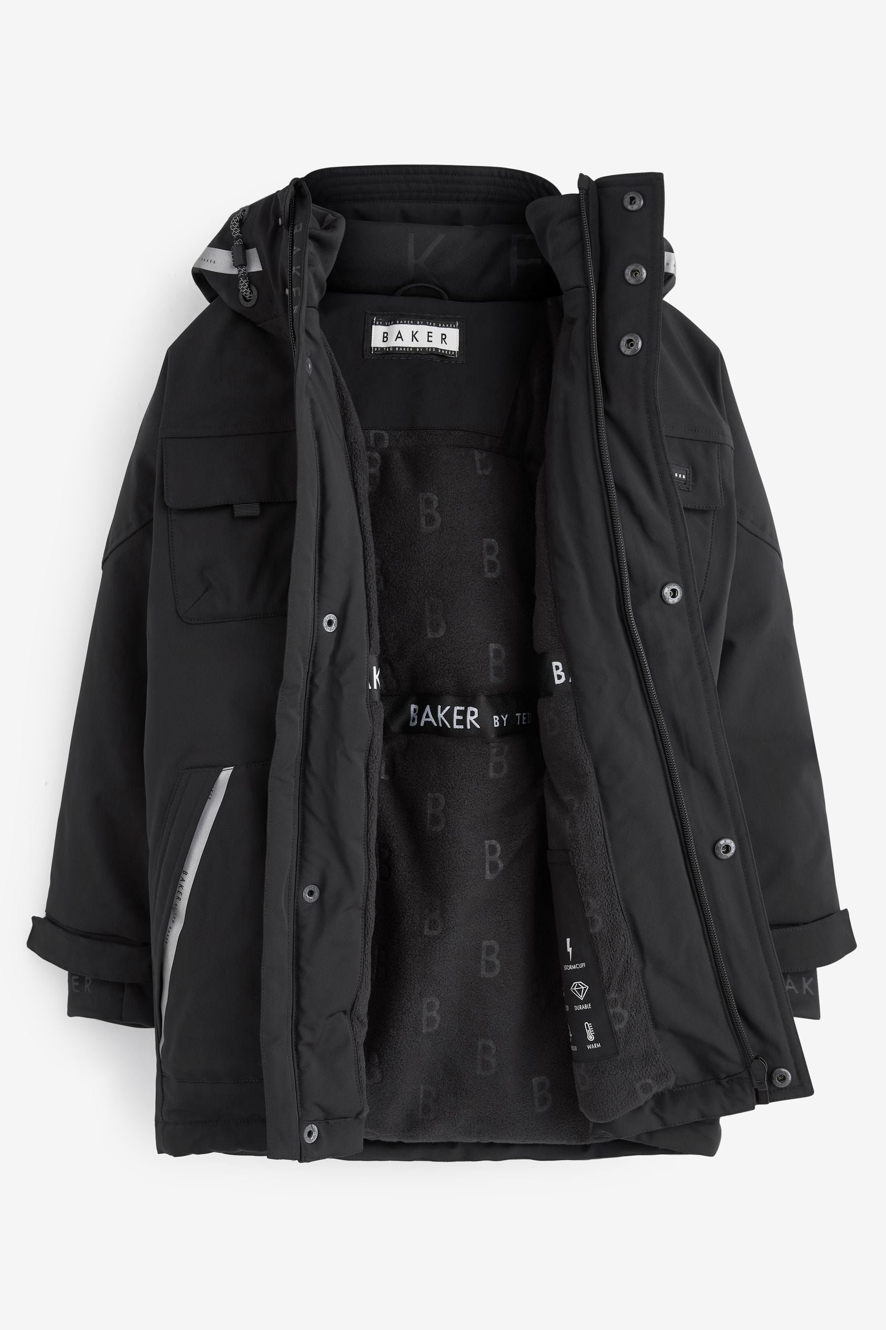 Black Baker by Ted Baker Black Waterproof Parka Coat