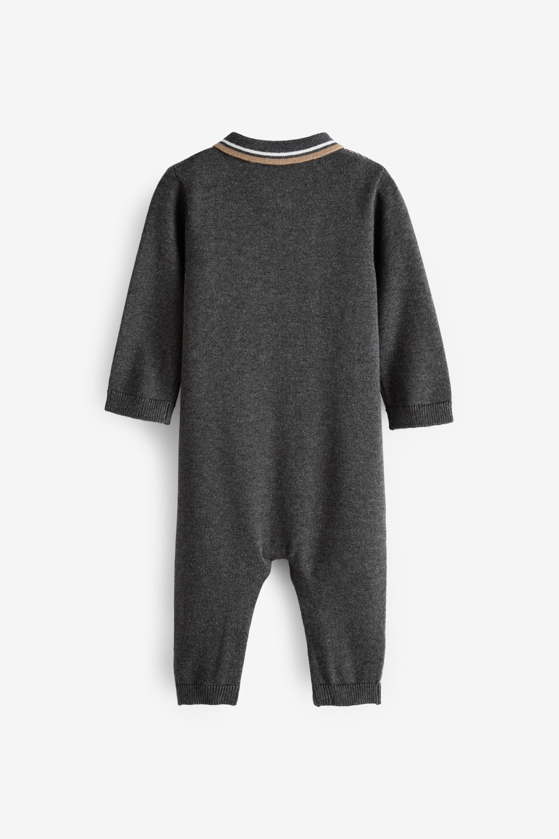 Charcoal Grey Knitted Baby Romper (0mths-2yrs)