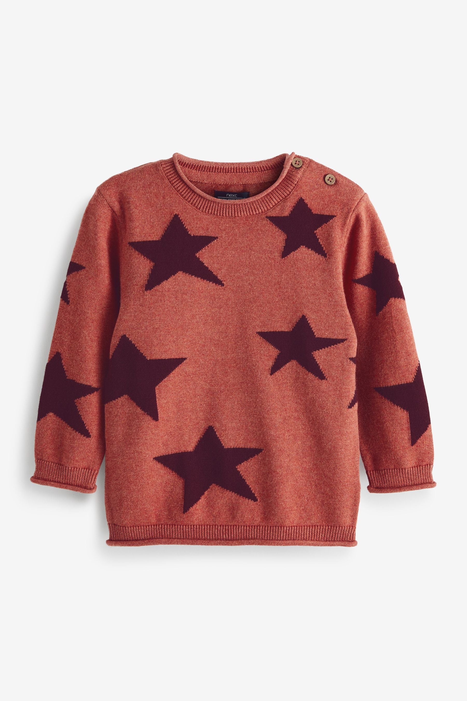 Rust Brown Crew Star Printed Crew Jumper (3mths-7yrs)