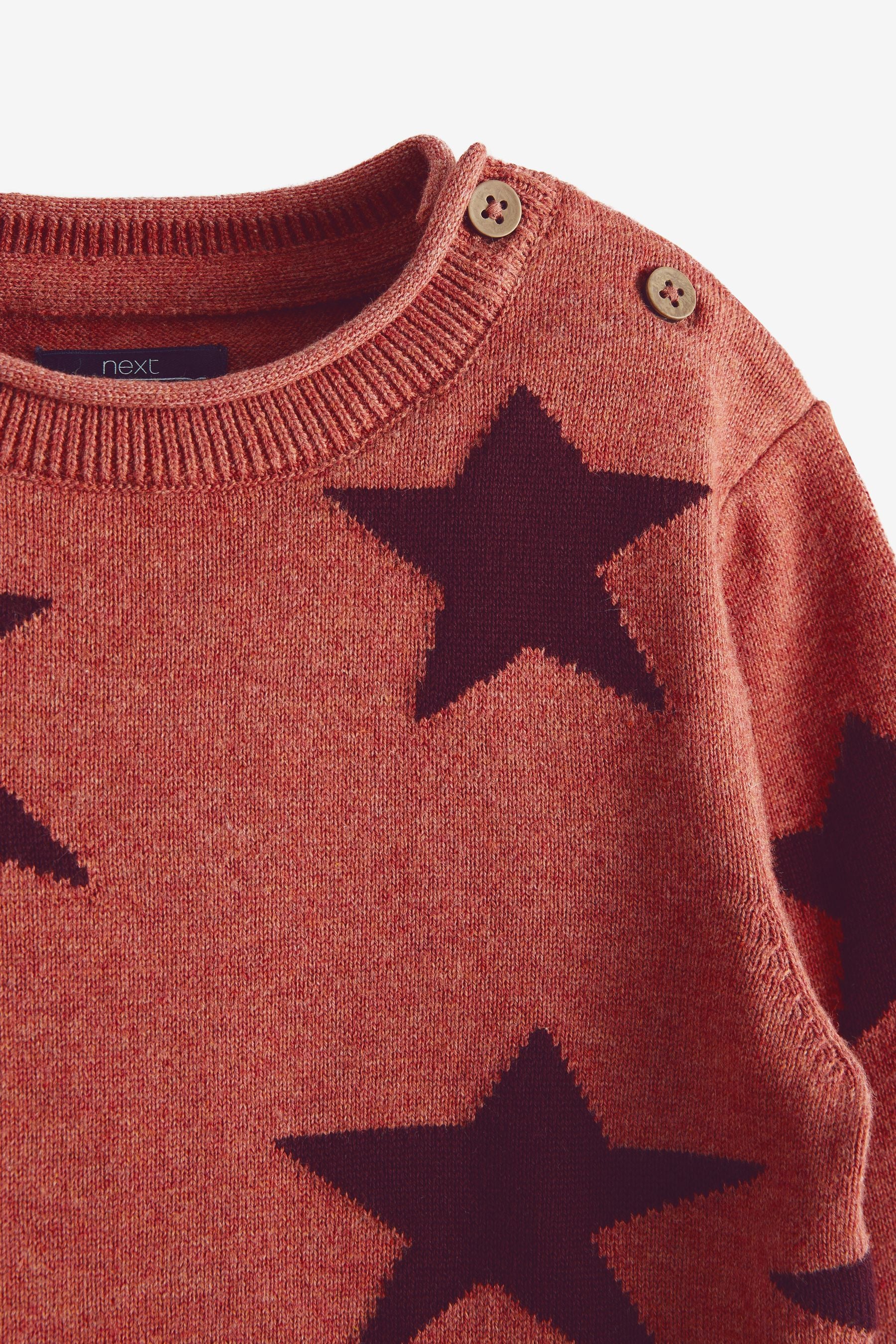 Rust Brown Crew Star Printed Crew Jumper (3mths-7yrs)