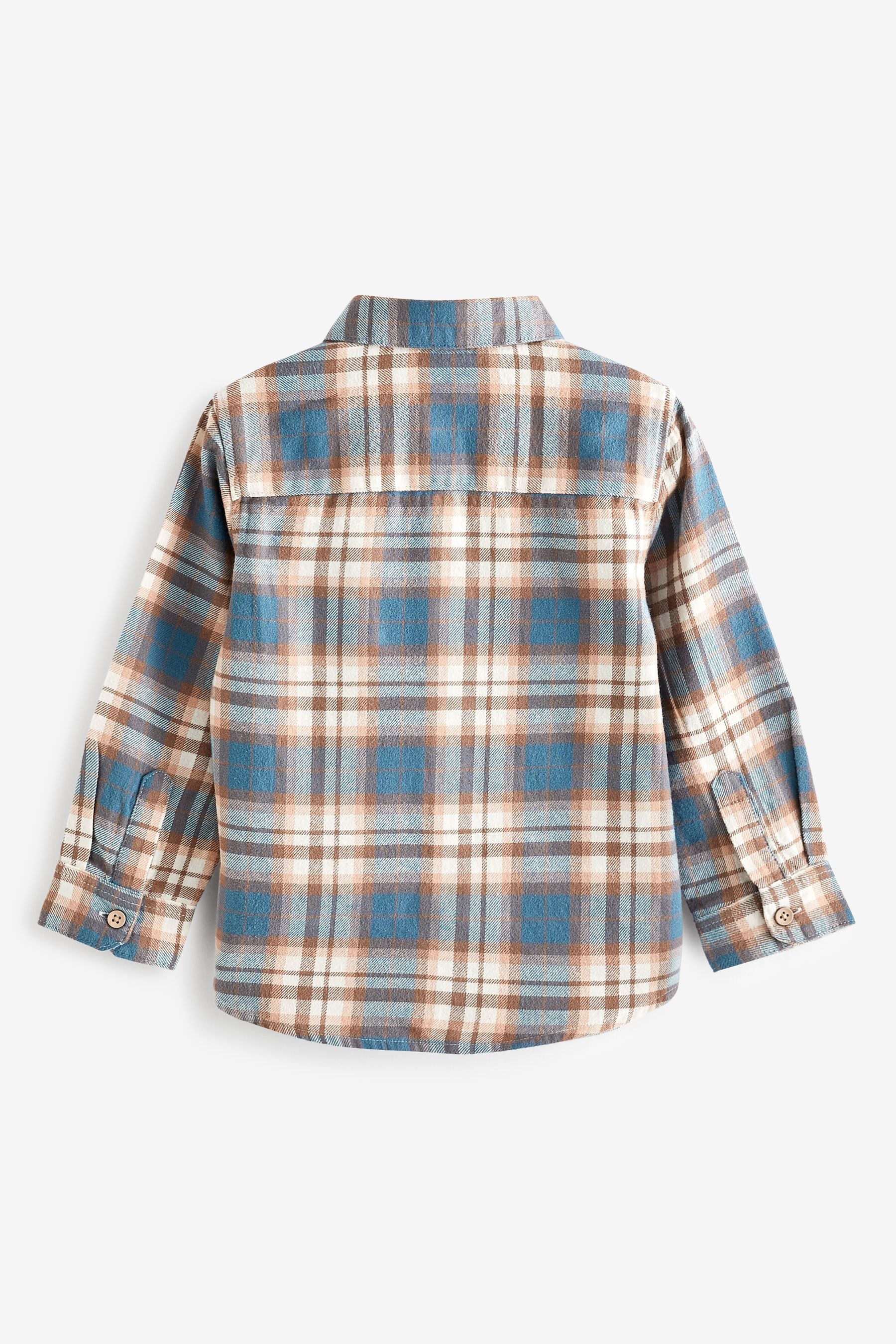 Blue With Bear Pocket Long Sleeve Check Shirt (3mths-7yrs)