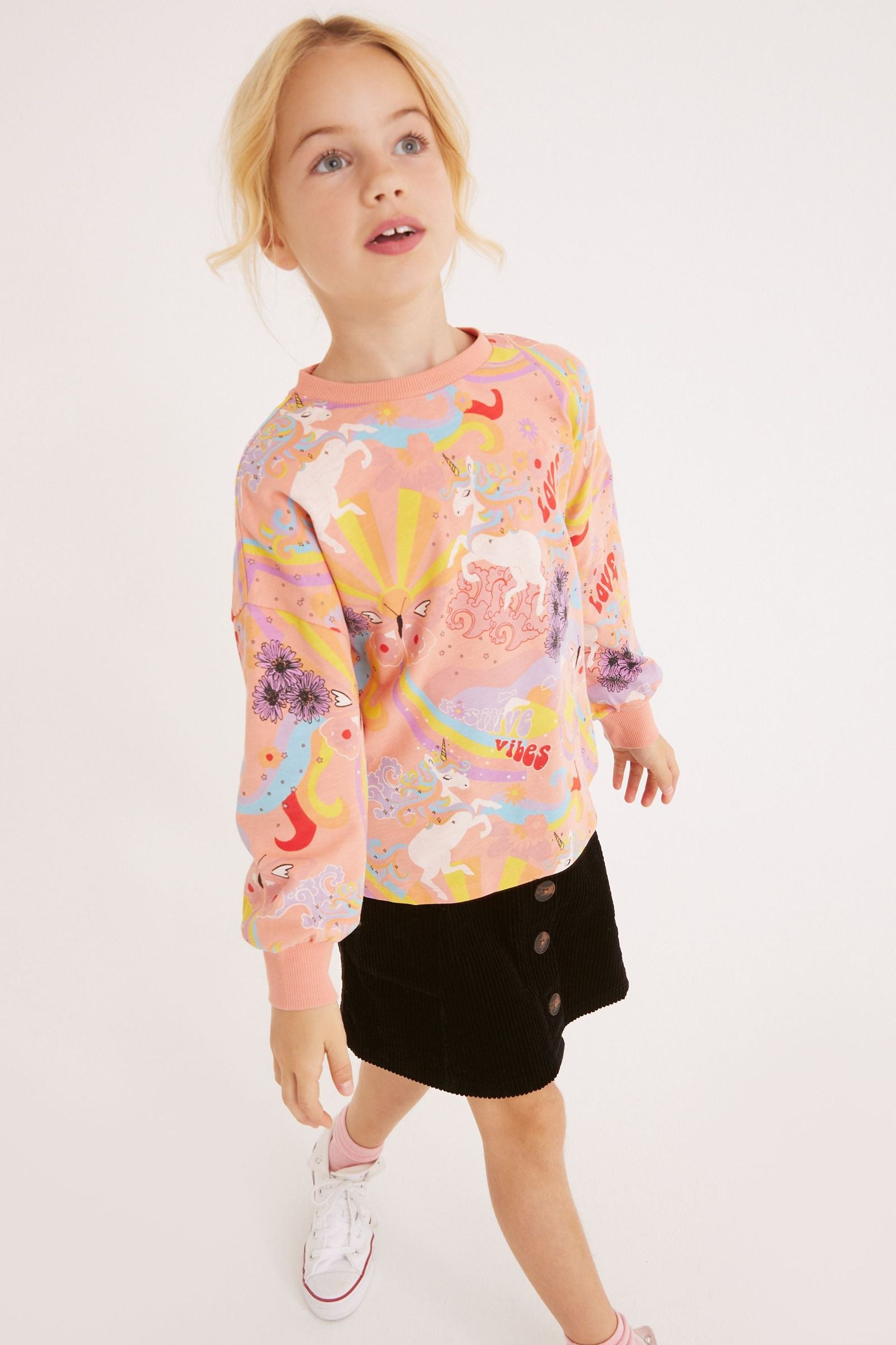 Orange Unicorn Cuffed Cosy Jersey Long Sleeved Top (3-16yrs)