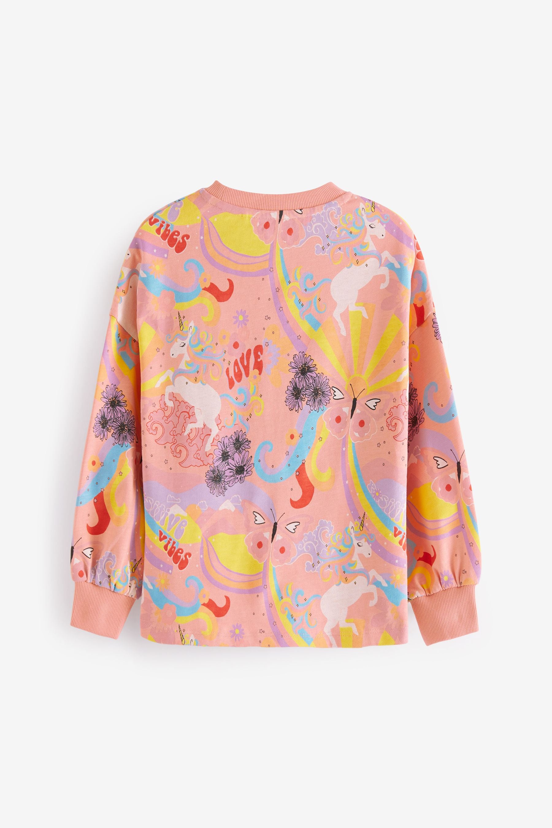 Orange Unicorn Cuffed Cosy Jersey Long Sleeved Top (3-16yrs)