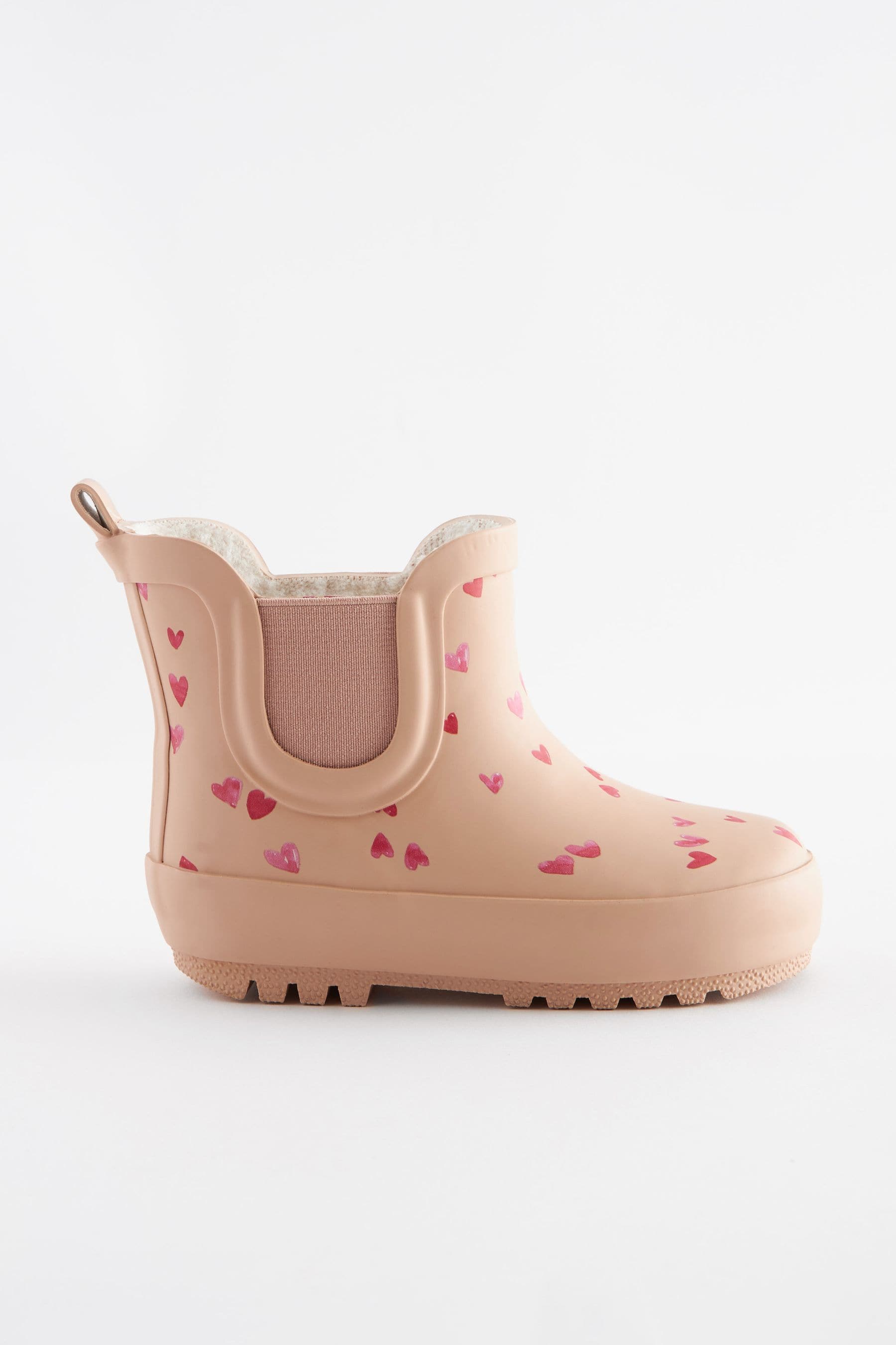 Beige Heart Printed Chelsea Wellies