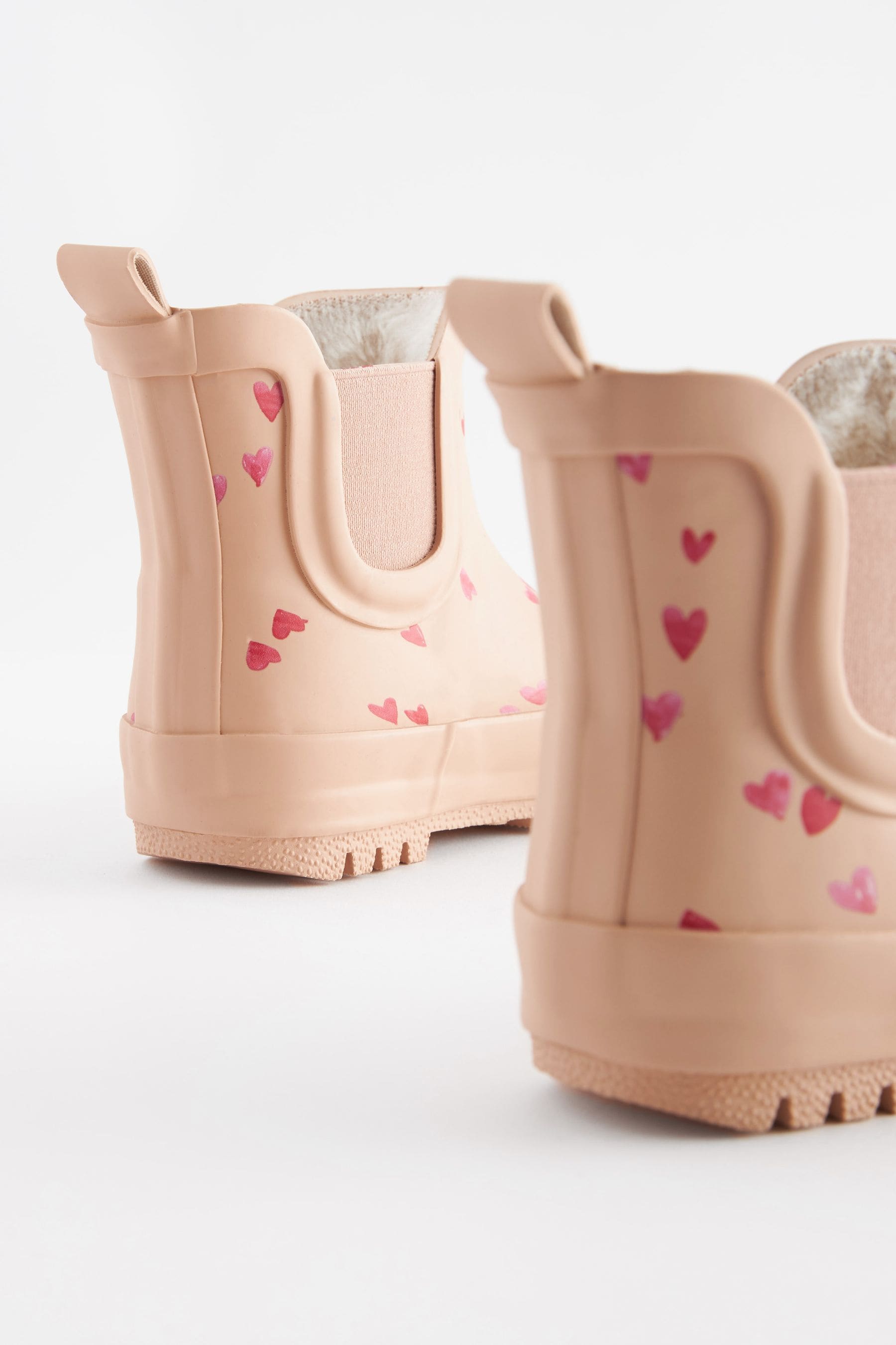 Beige Heart Printed Chelsea Wellies