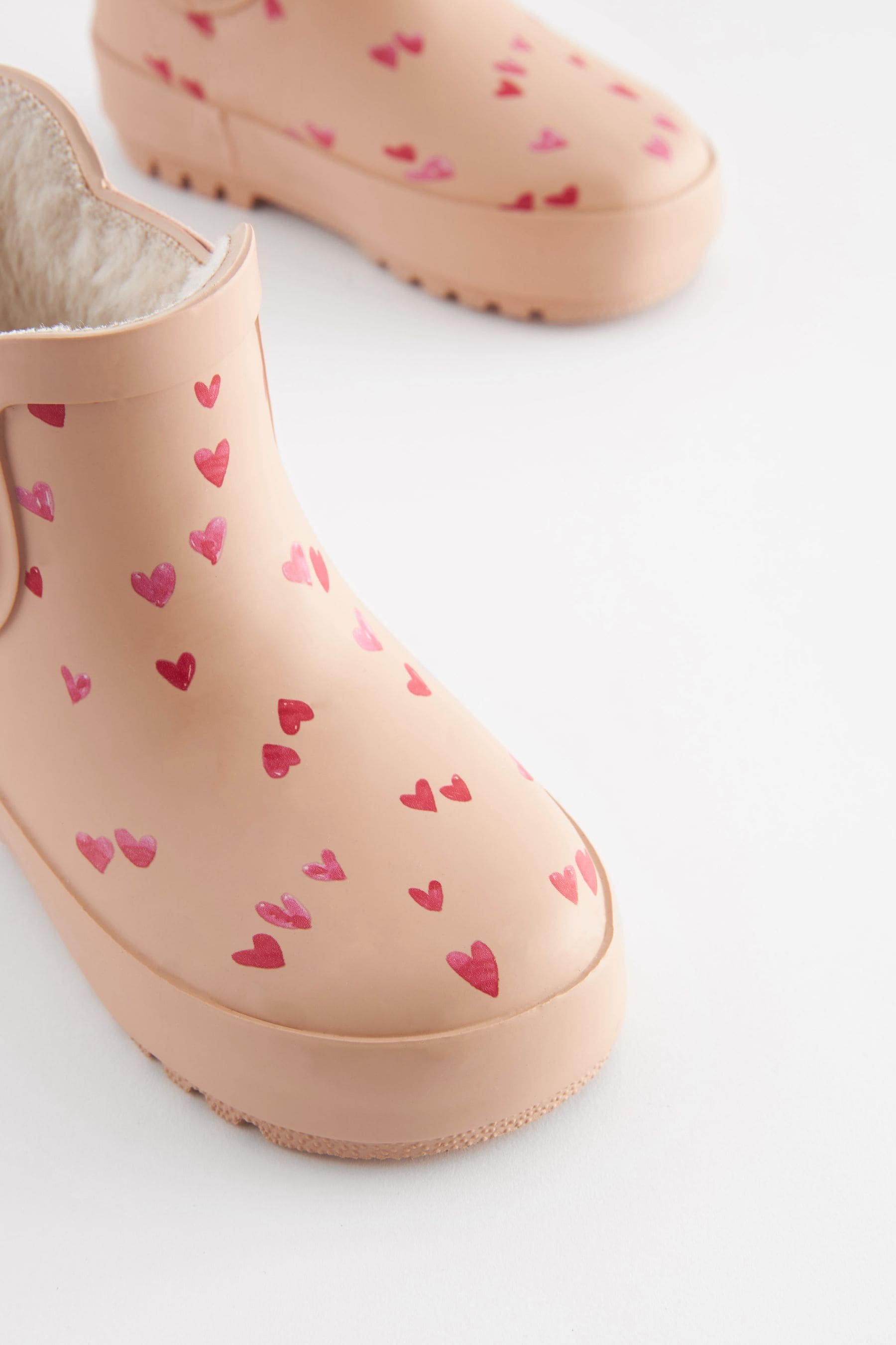 Beige Heart Printed Chelsea Wellies