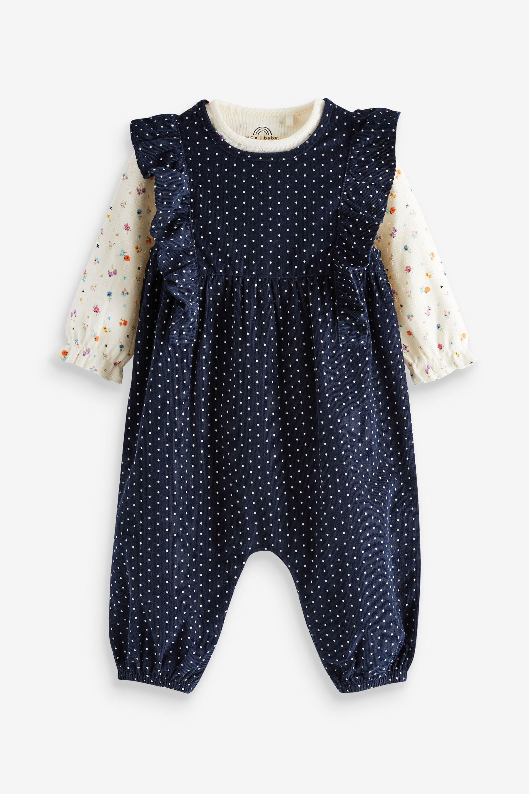 Navy Blue Cord 2 Piece Baby Dungarees And Bodysuit Set (0mths-2yrs)