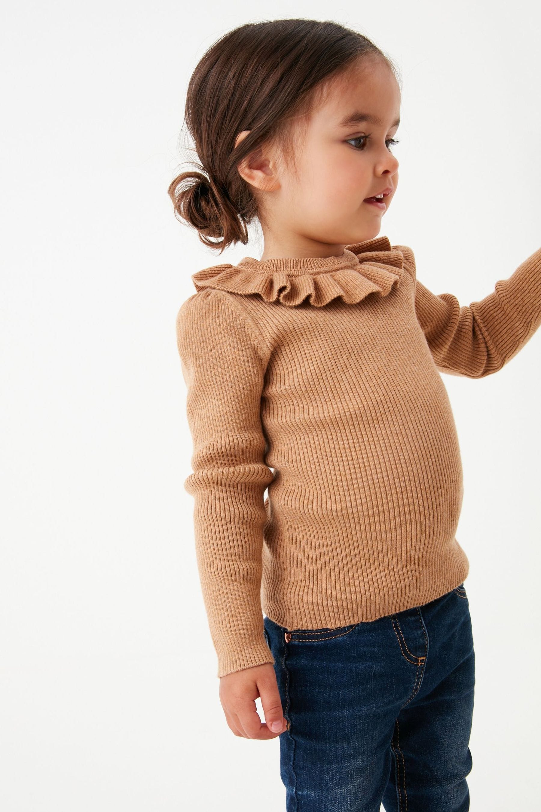 Tan Brown Frill Neck Jumper (3mths-7yrs)