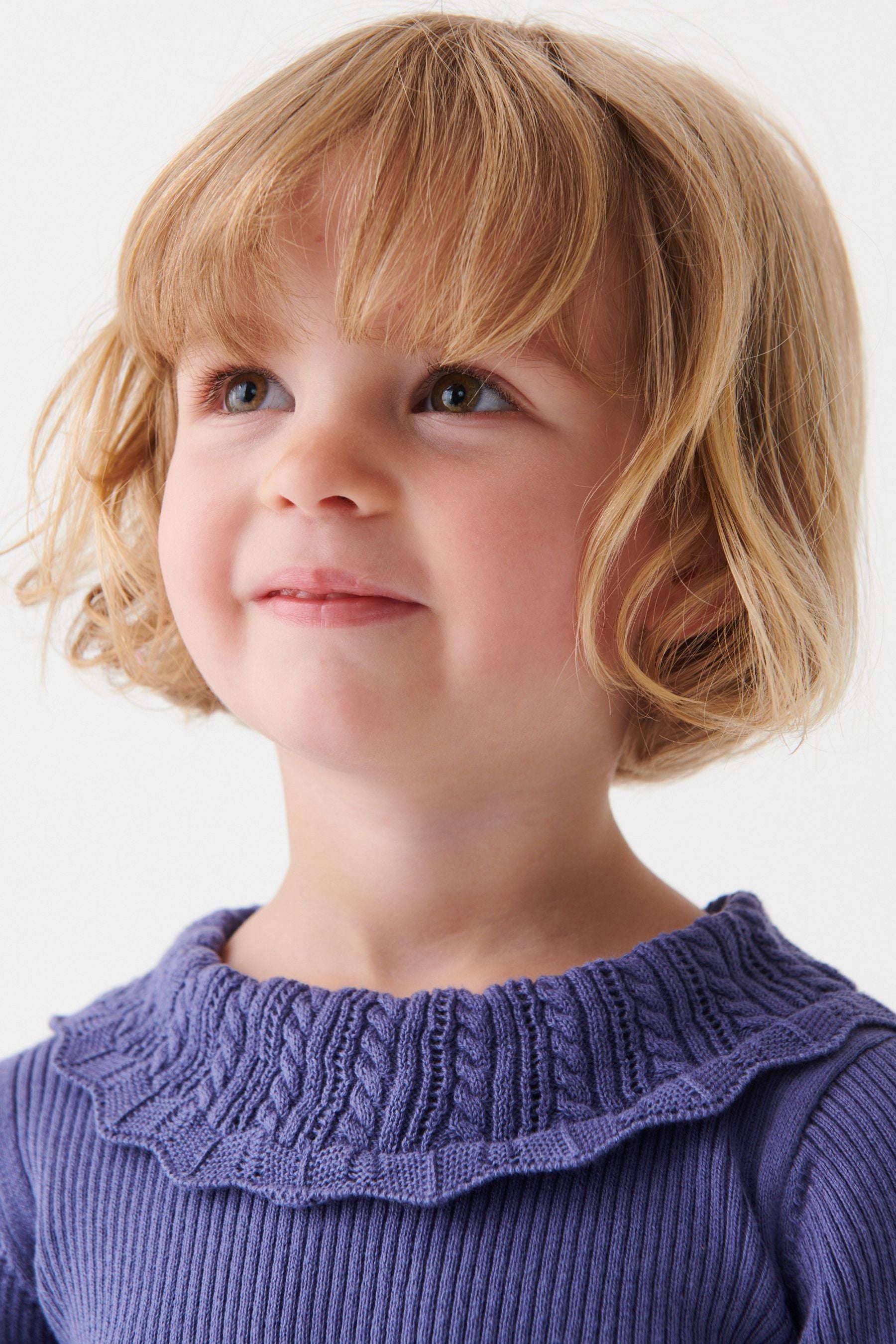 Blue Pointelle Neck Jumper (3mths-7yrs)